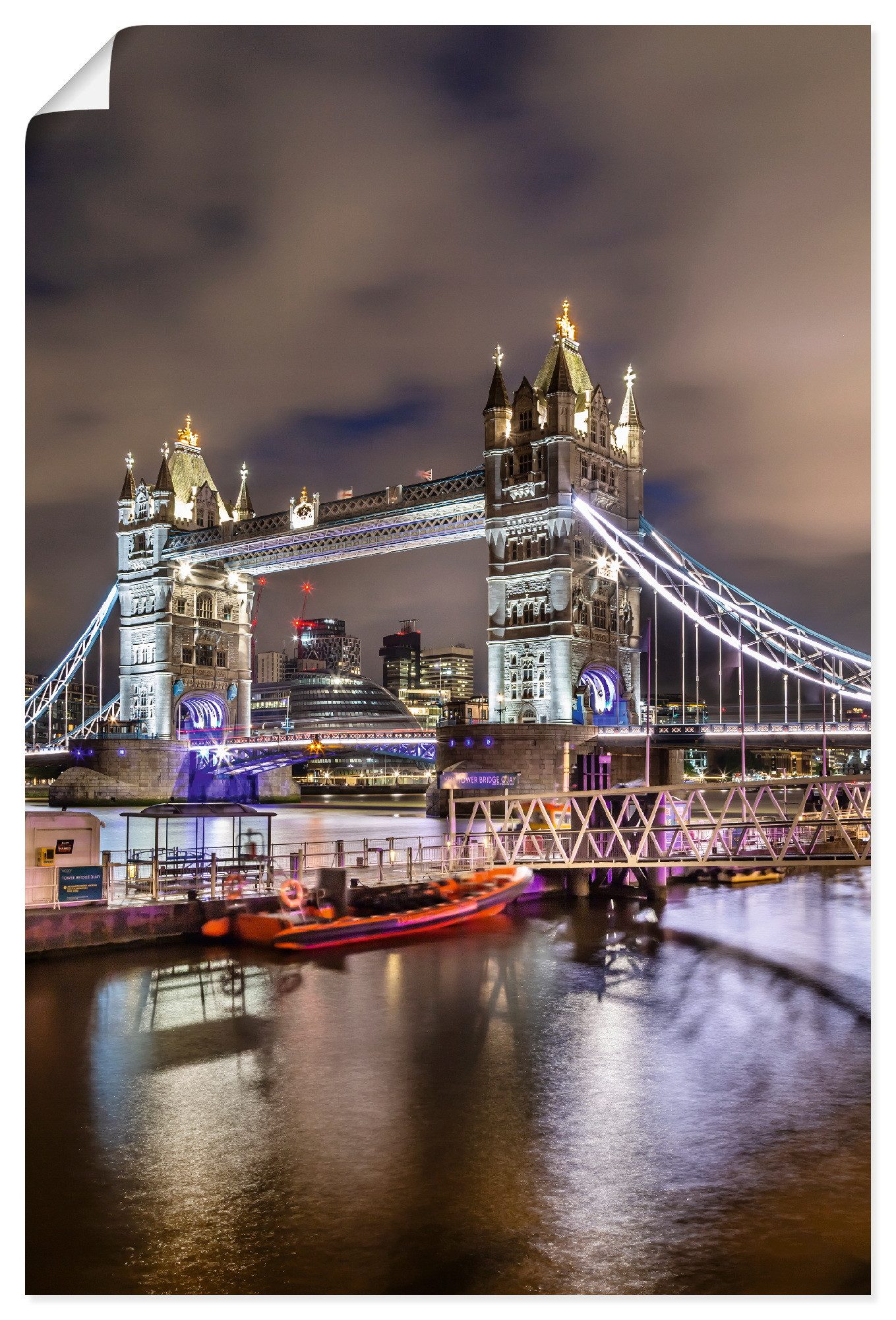 Artland Wandbild LONDON Tower Bridge im Abendlicht, London (1 St), als Alubild, Leinwandbild, Poster, Wandaufkleber in verschied. Größen
