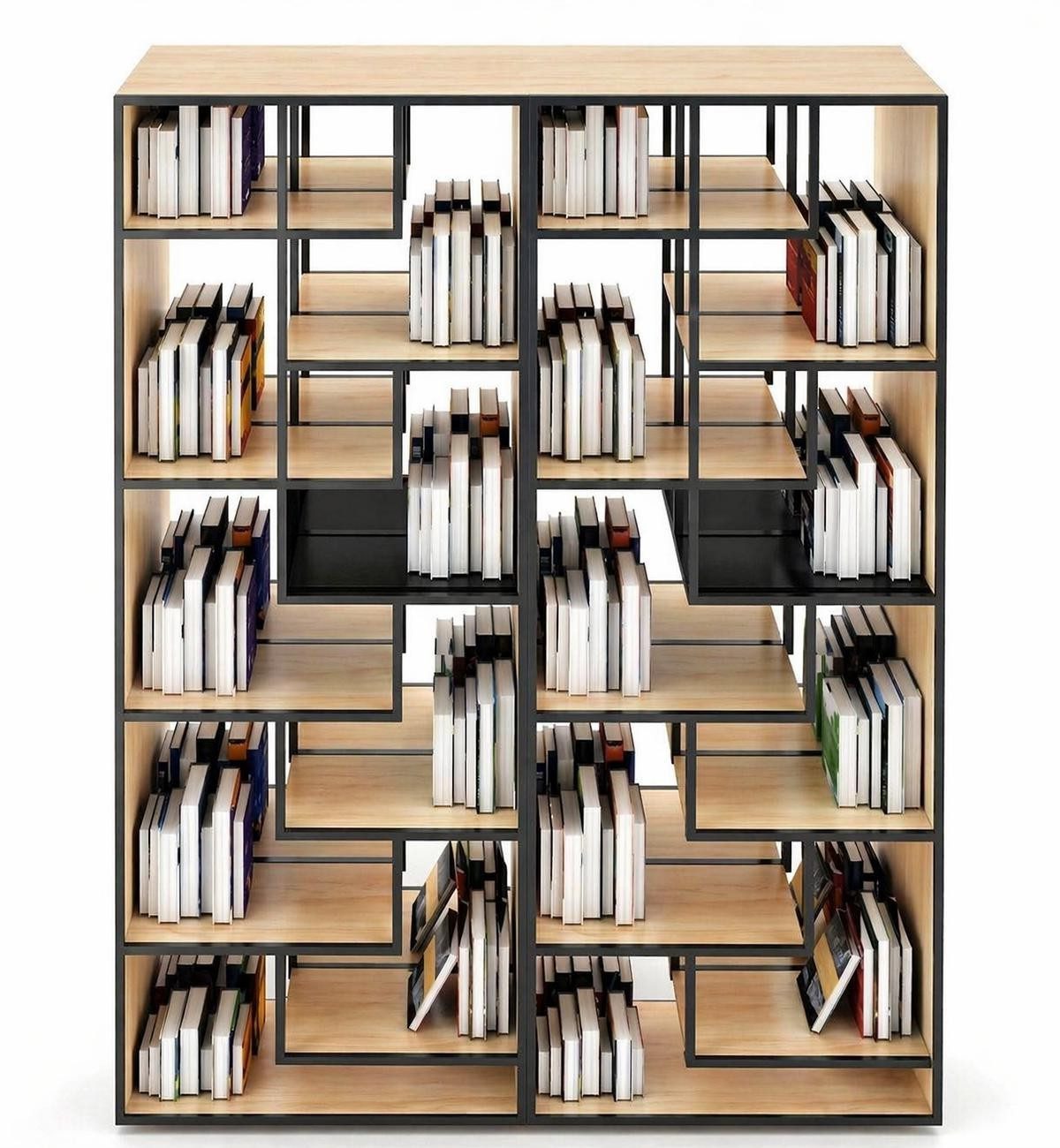 Xlmoebel Bücherregal Beige Bücherregal im modernen Minimalismus mit offenen Fächern, Made in Europa