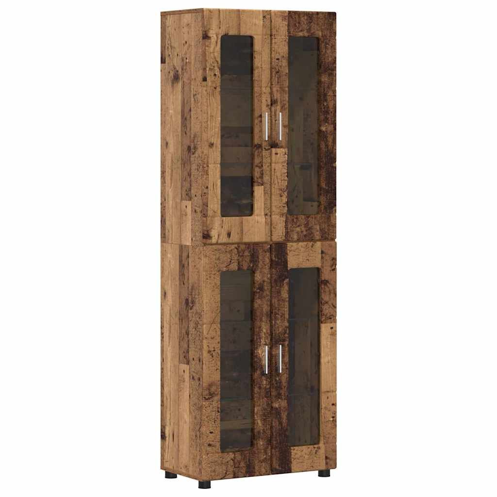 vidaXL Wohnzimmer-Set Highboard mit Tür FLORIN Altholz 60 x 35 x 182 cm Holzwerkstoff, (1-St)