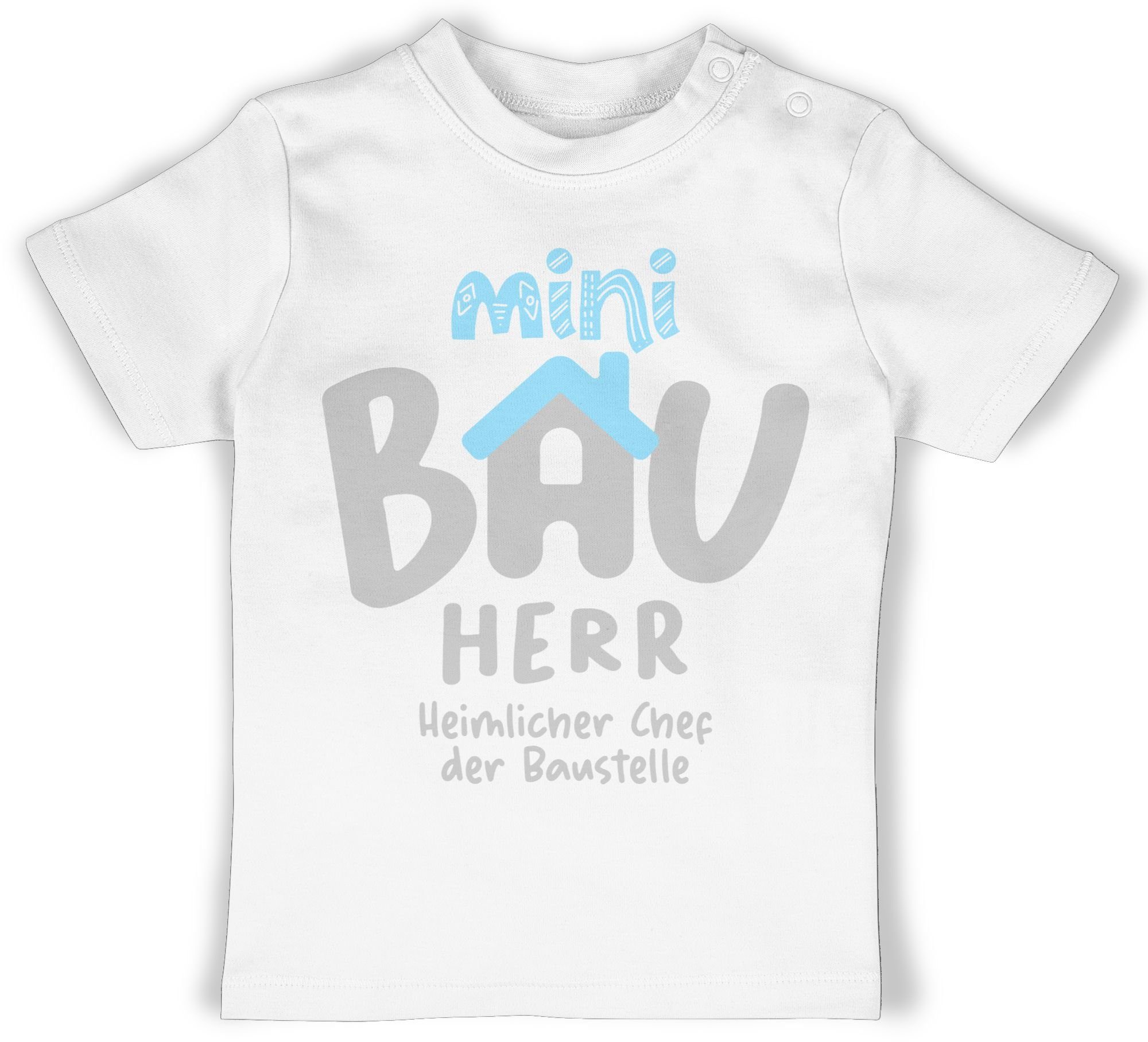 Shirtracer T-Shirt »Mini Bauherr grau - Statement Sprüche Baby - Baby T- Shirt kurzarm« t shirt bauherr - tshirt für baby mädchen spruch