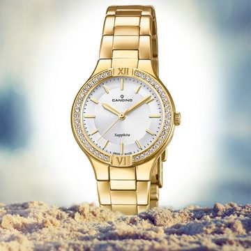 Candino Quarzuhr Candino Damen Uhr Quarzwerk C4629/1, Damen Armbanduhr rund, Edelstahlarmband gold, Fashion