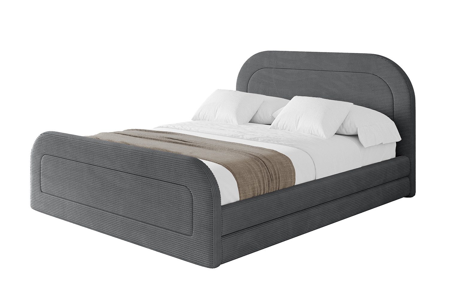 ALTDECOR Polsterbett LERIS-Z (Polsterbett mit Bettkasten und Lattenrost, Boxbett ohne Matratze), Doppelbett mit Stauraum, Bett mit Kopfteil