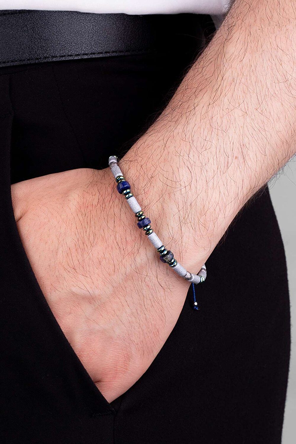 So CHIC... Armreif Hematit & Lapislazuli Herrenarmband, vergoldet