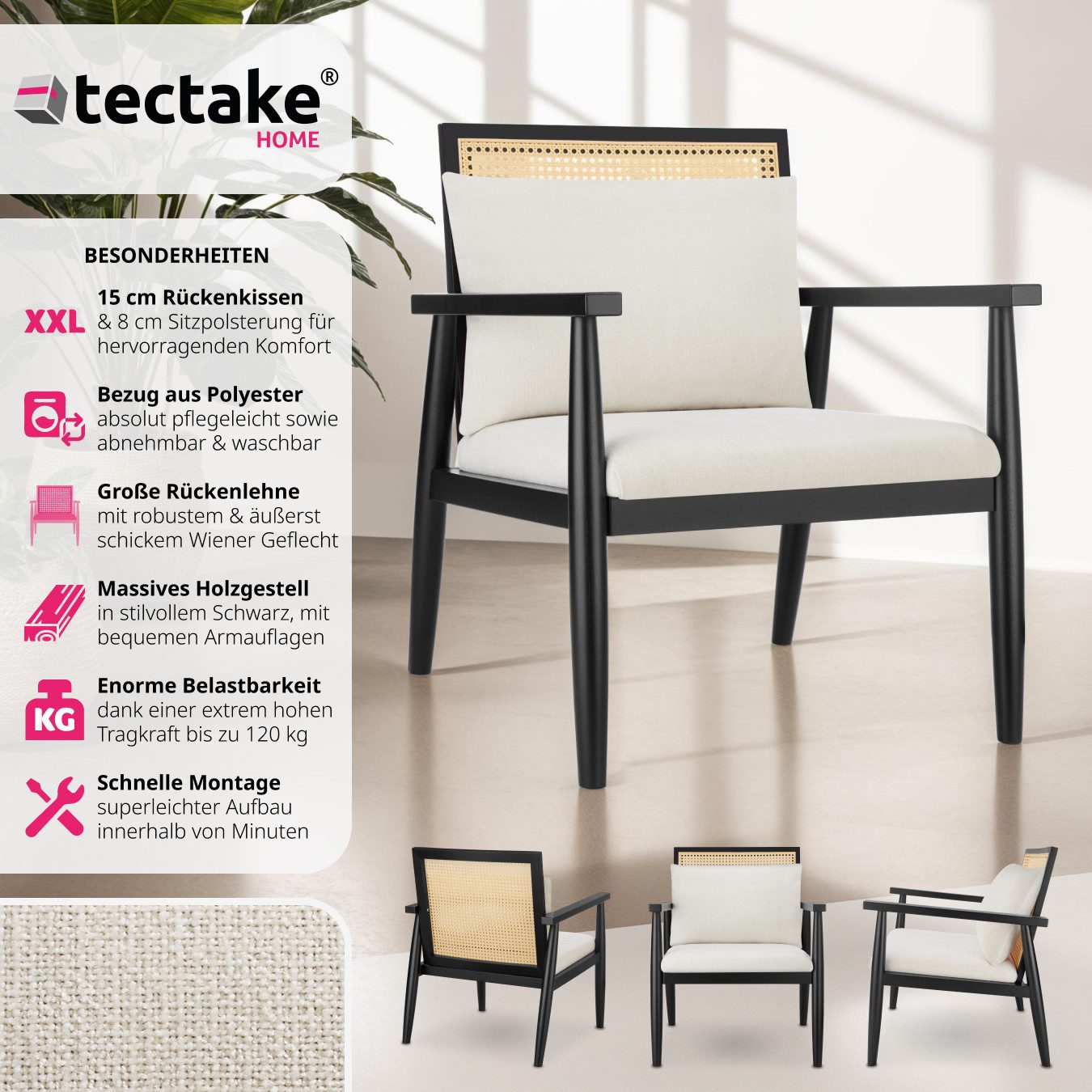 tectake Relaxsessel Loungesessel, dick gepolstert, mit günstig online kaufen