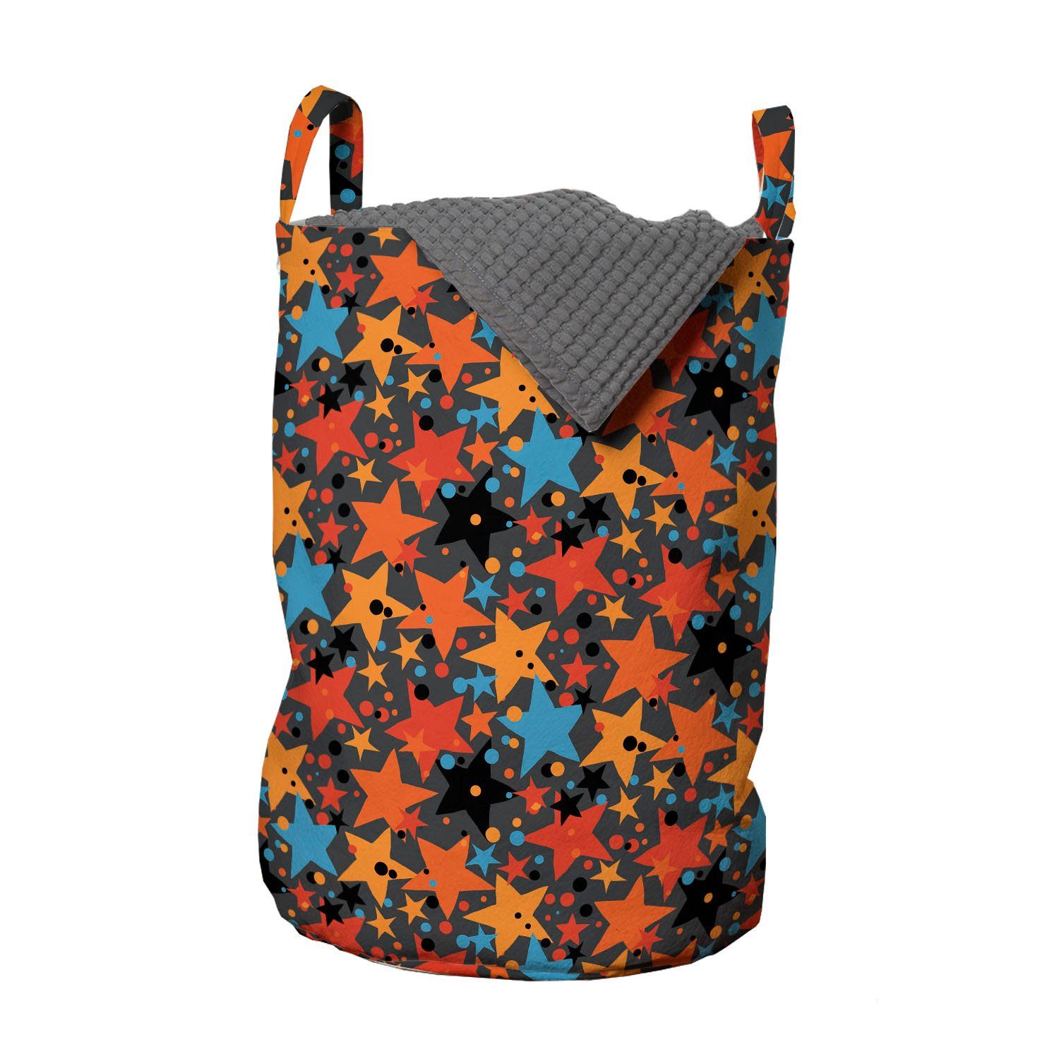 Abakuhaus Wäschesäckchen Wäschekorb mit Griffen Kordelzugverschluss für Waschsalons, Geometrisch Dots mit Sternen | Wäschesäcke