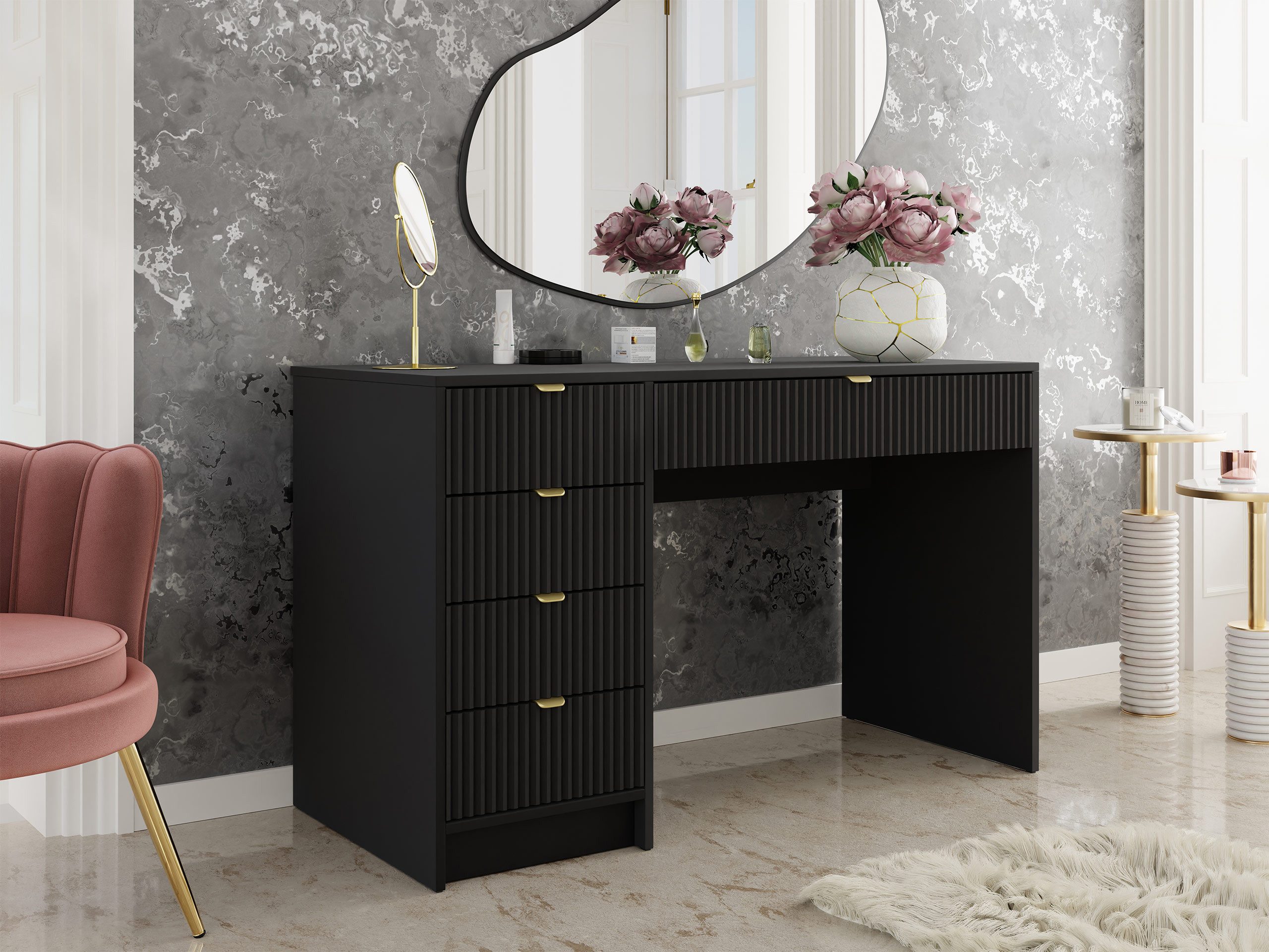 MIRJAN24 Schminktisch Tireno (5-Schubladen), Aluminiumgriffe in der Farbe G günstig online kaufen