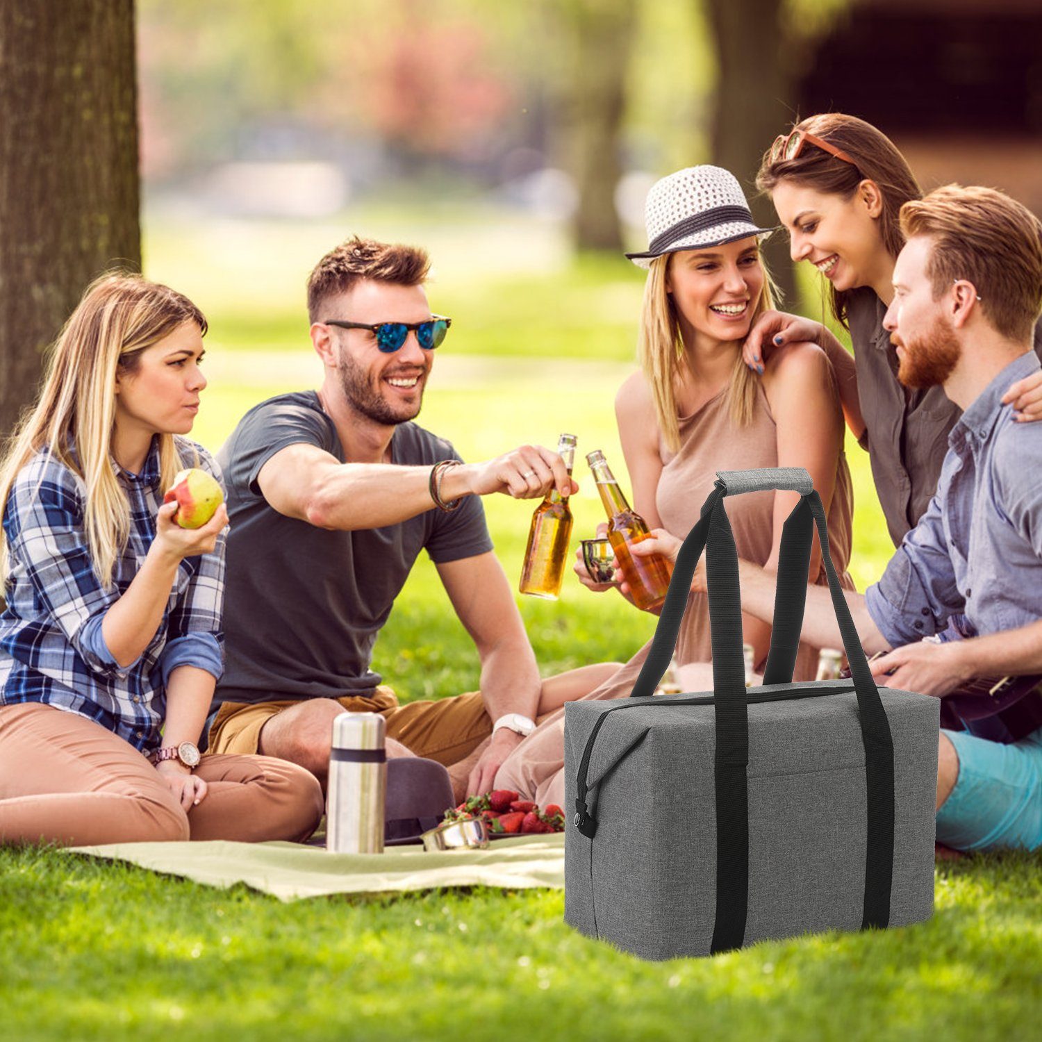Kühltasche, iscooter Picknicktasche für Picknickkorb Picknickkorb Lsoliertasche Unterwegs/BBQs/Ausflügen/Einkaufen/Auto Wasserdicht Frühstückstasche, Lunchtasche,