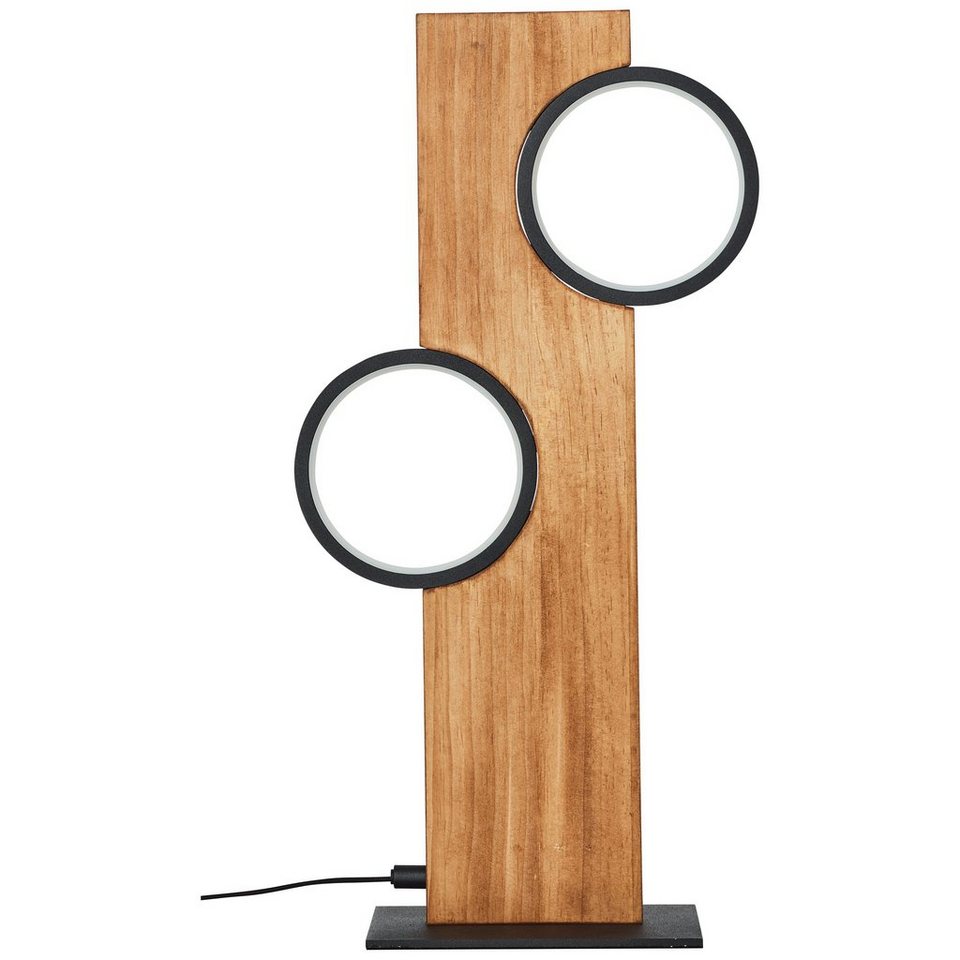 Brilliant Tischleuchte Cheesy, Cheesy LED Tischleuchte 40cm matt  schwarz/holz Metall braun 12 W LED i