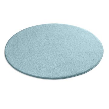 Teppich Waschbarer Kurzflor-Teppich, TaCa Home, rund, Höhe: 19 mm, Wohnzimmer Schlafzimmer Küche Bad Flur, Hellblau - 80 cm rund