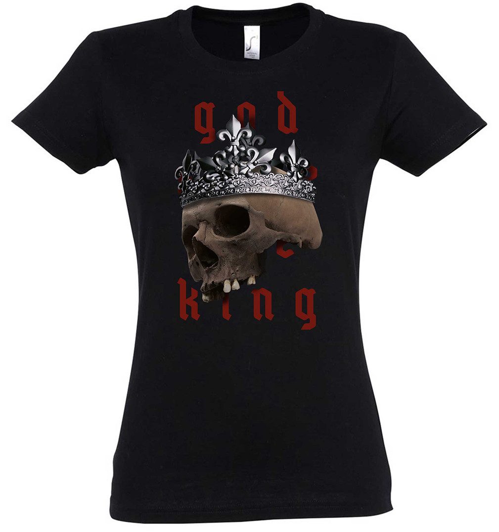 Print-Shirt God Save The King Skull Damen T-Shirt Queen England UK Great Britain