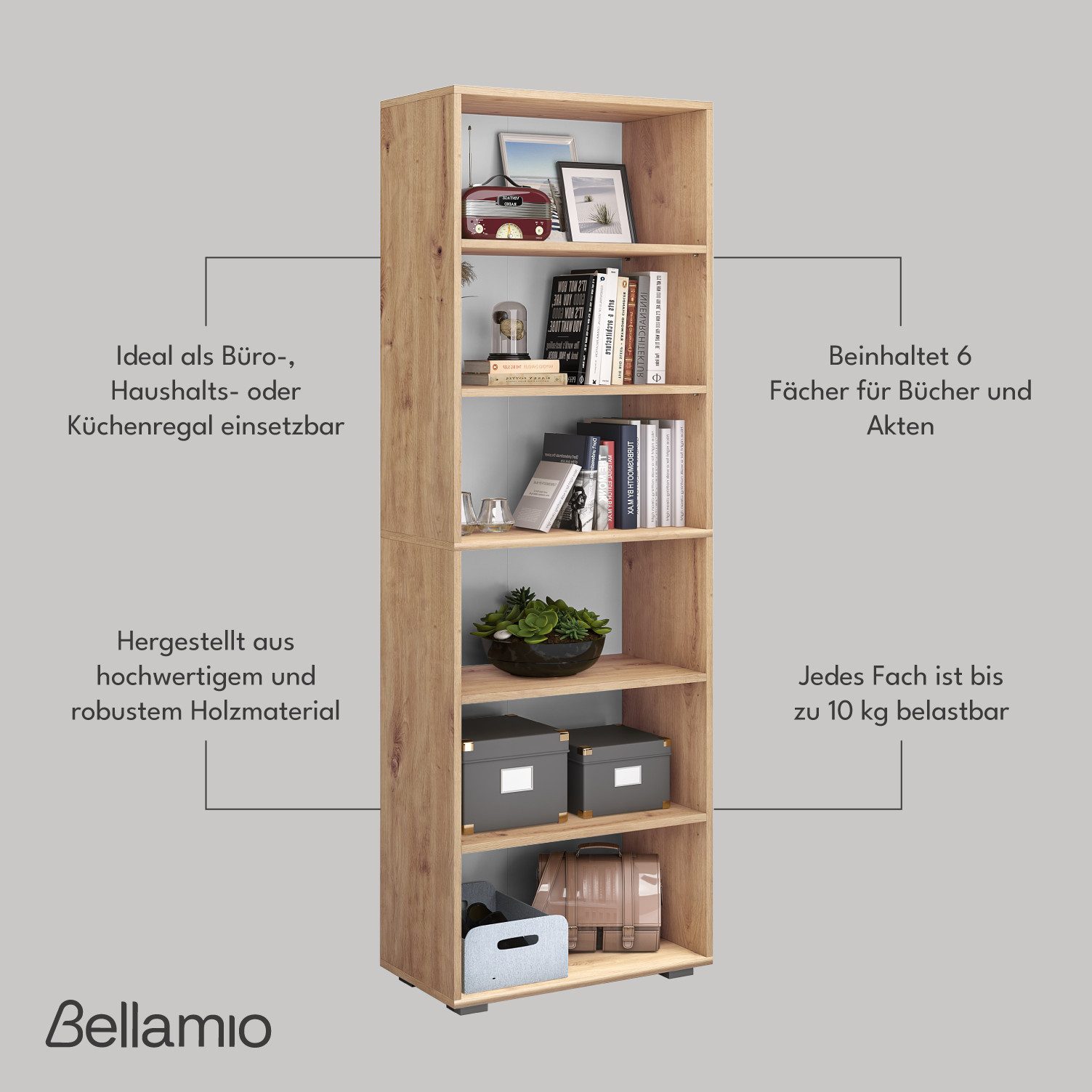 Bellamio Bücherregal Apol, Standregal, 6 Ablagefächer, günstig online kaufen