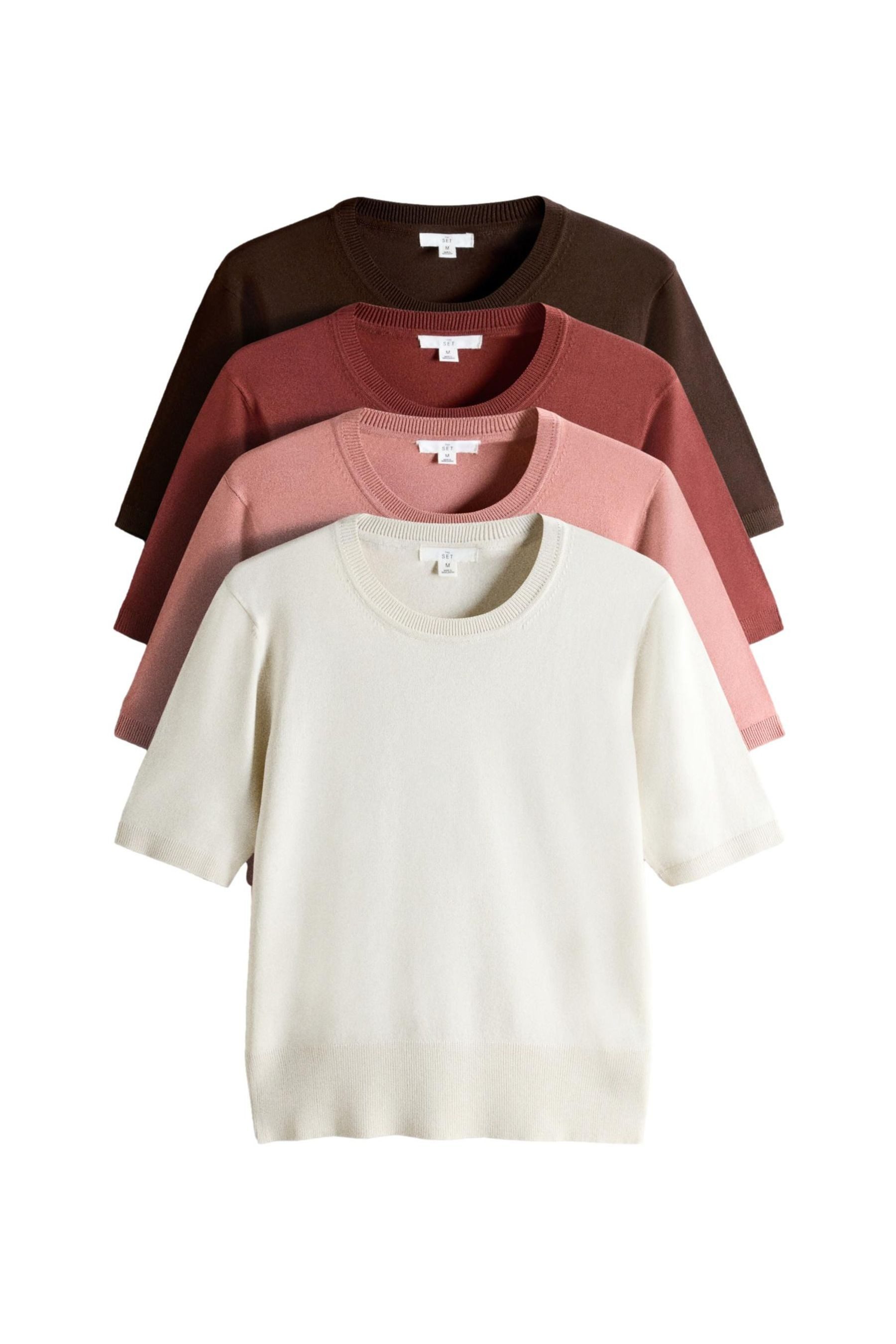 T-Shirt The Set Feinstrick-T-Shirts, 4er-Pack