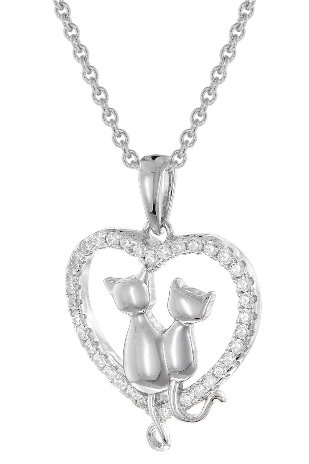 trendor Kette mit Anhänger Damen-Katzen 925 Silber Rhodiniert günstig online kaufen