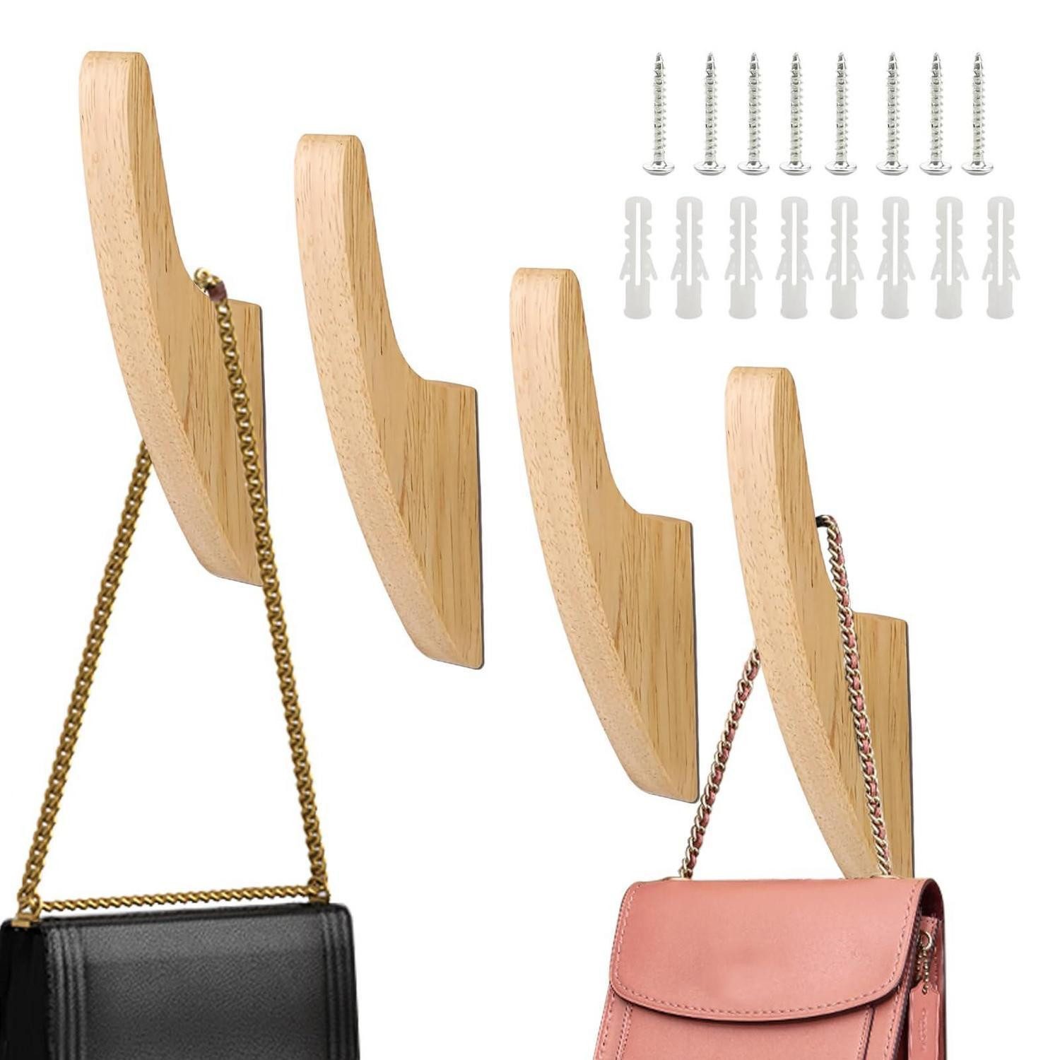 LuxusKollektion Wandhaken Garderobenhaken Eiche 4er-Set, (4-St)