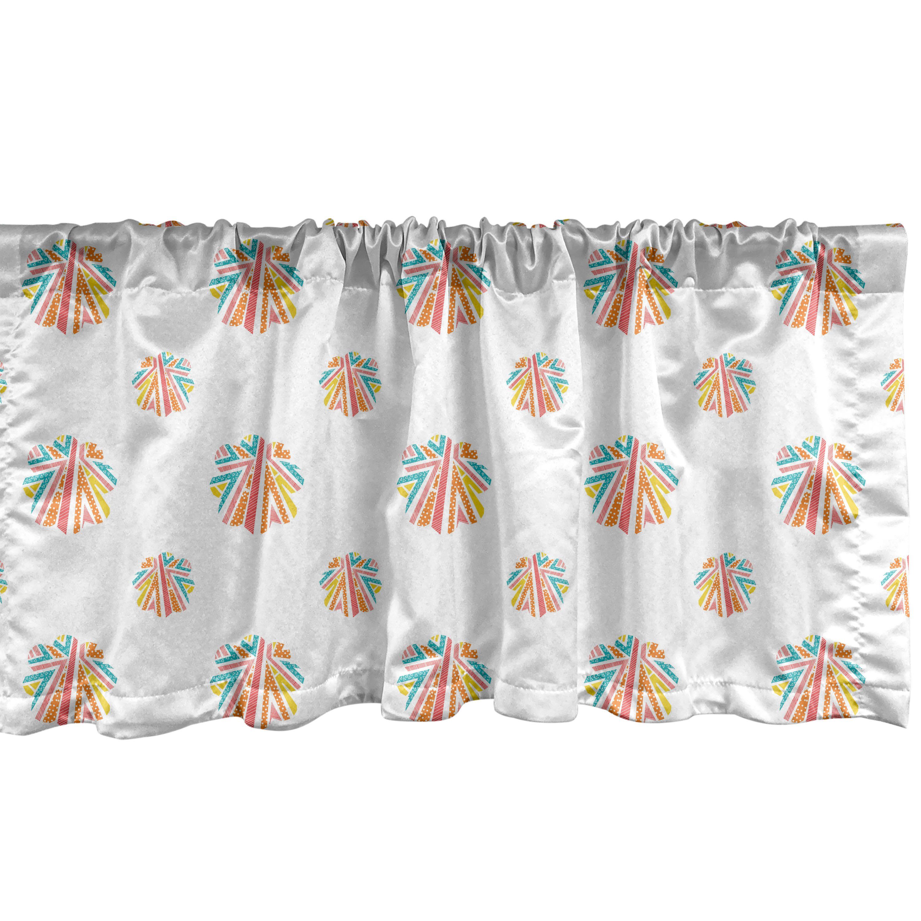 Abakuhaus, Küche Stripes Blumen für mit Scheibengardine Stangentasche, Microfaser, gepunktete Volant Motiv Vorhang Linien Dekor Schlafzimmer