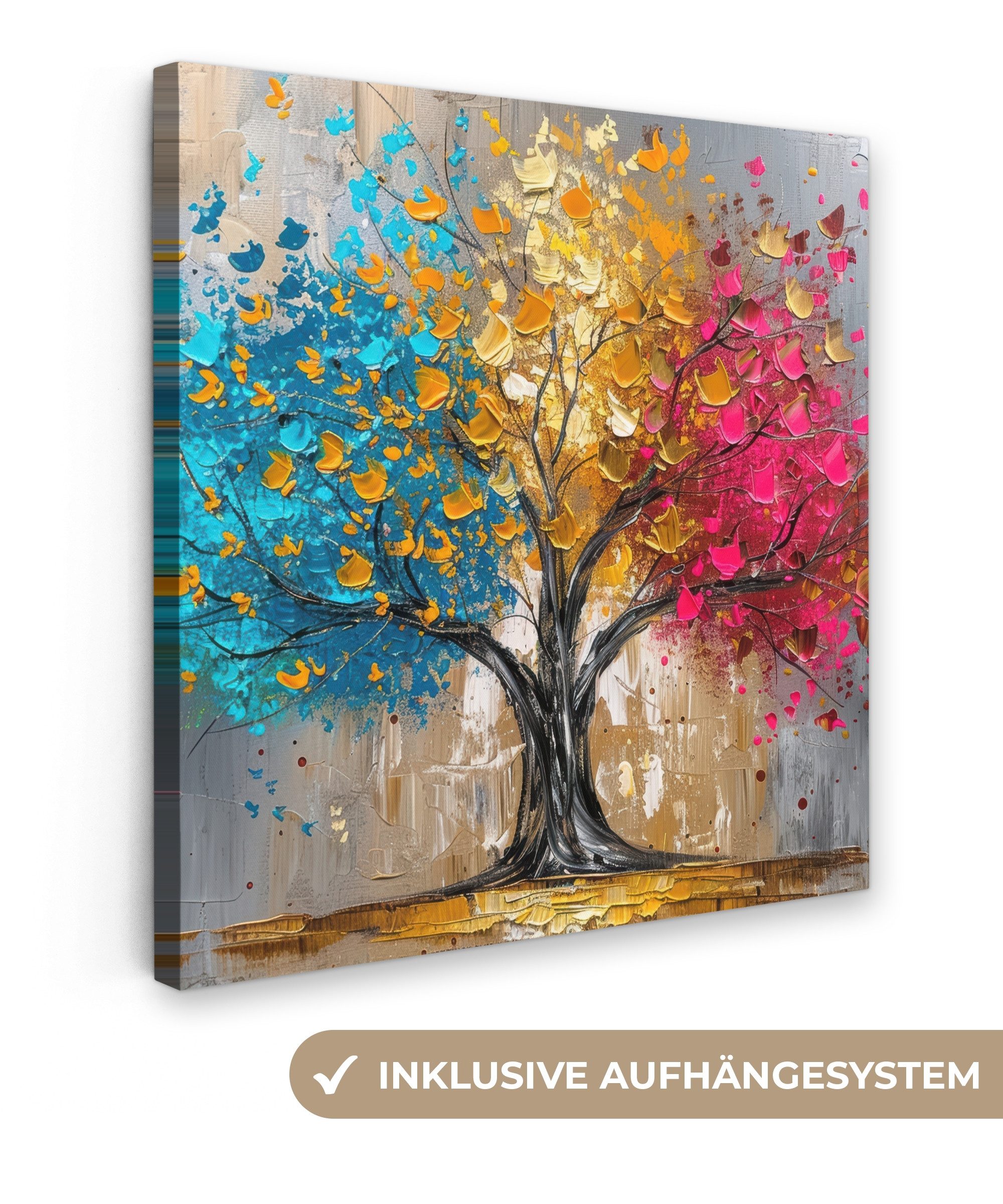 OneMillionCanvasses® Leinwandbild Baum - Farbenfroh - Grau - Modern, Fotodr günstig online kaufen