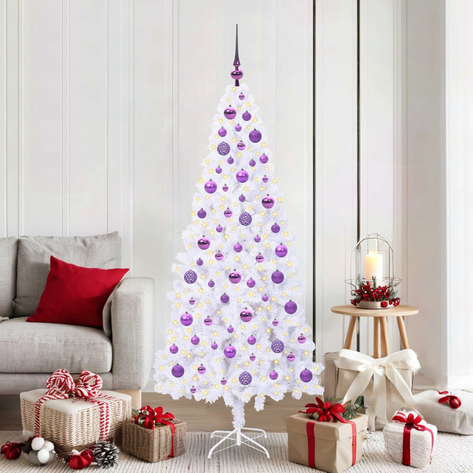 vidaXL Künstlicher Weihnachtsbaum Künstlicher Weihnachtsbaum Weiß 180 cm PVC und Stahl