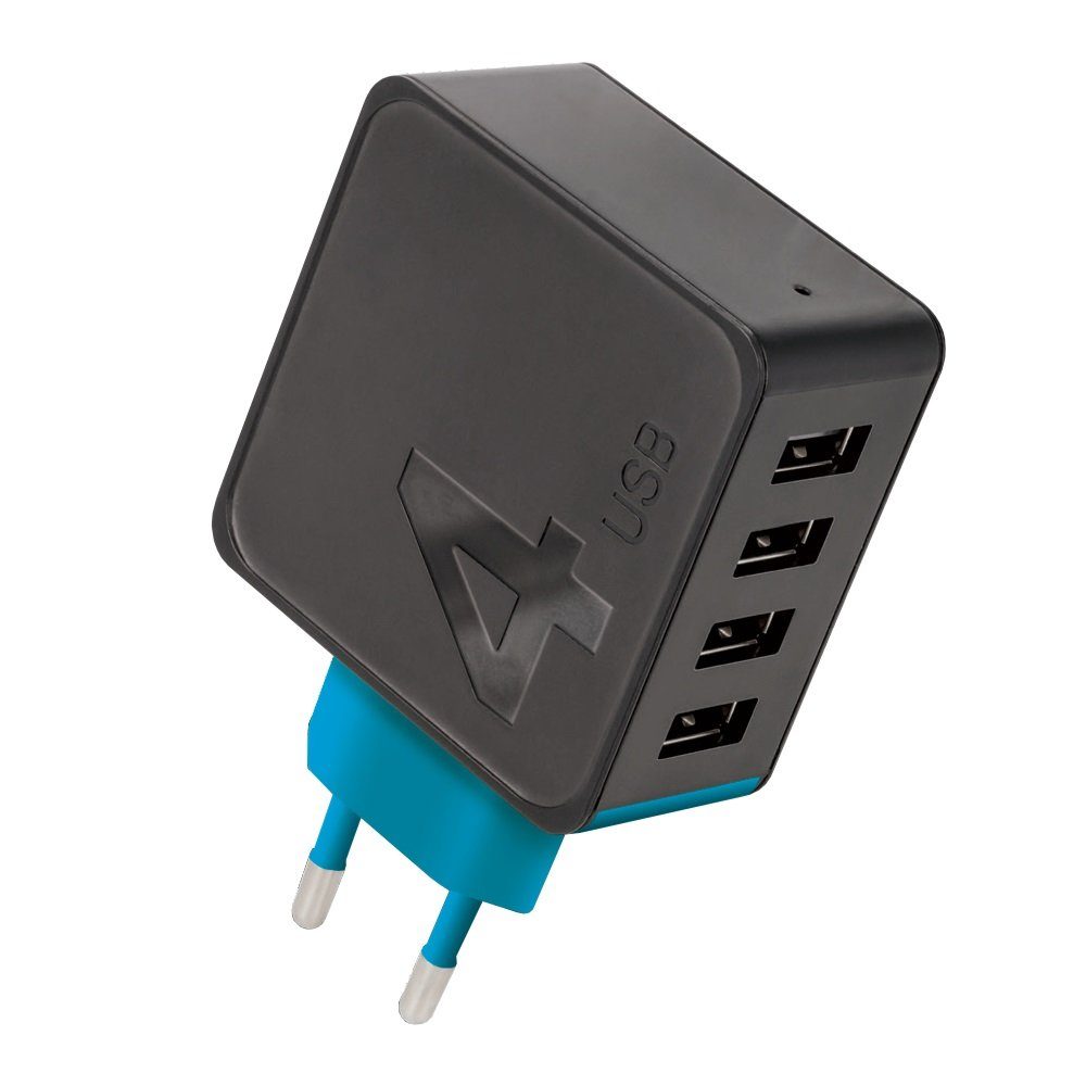 Netzladegerät Stecker 4x USB Anschluss Netzteil Adapter Smartphone-Ladegerät