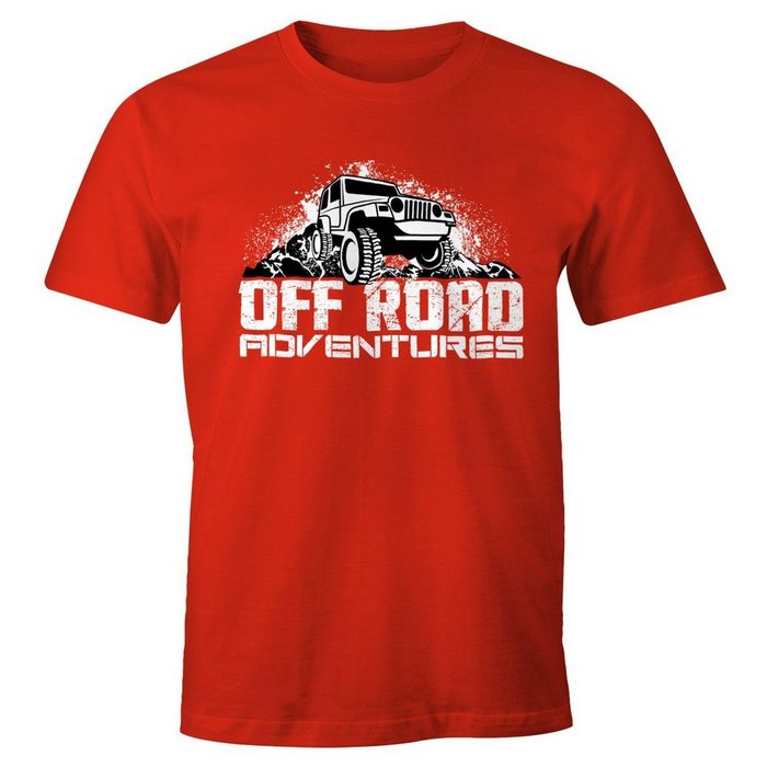 MoonWorks Print-Shirt Herren T-Shirt Off-Road Geländewagen Adventures Moonworks® mit Print CU10319