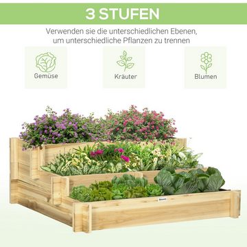 Outsunny Hochbeet (Set, 1 St., Blumentreppe), 3-stufige Blumenkasten mit Stoffauskleidung