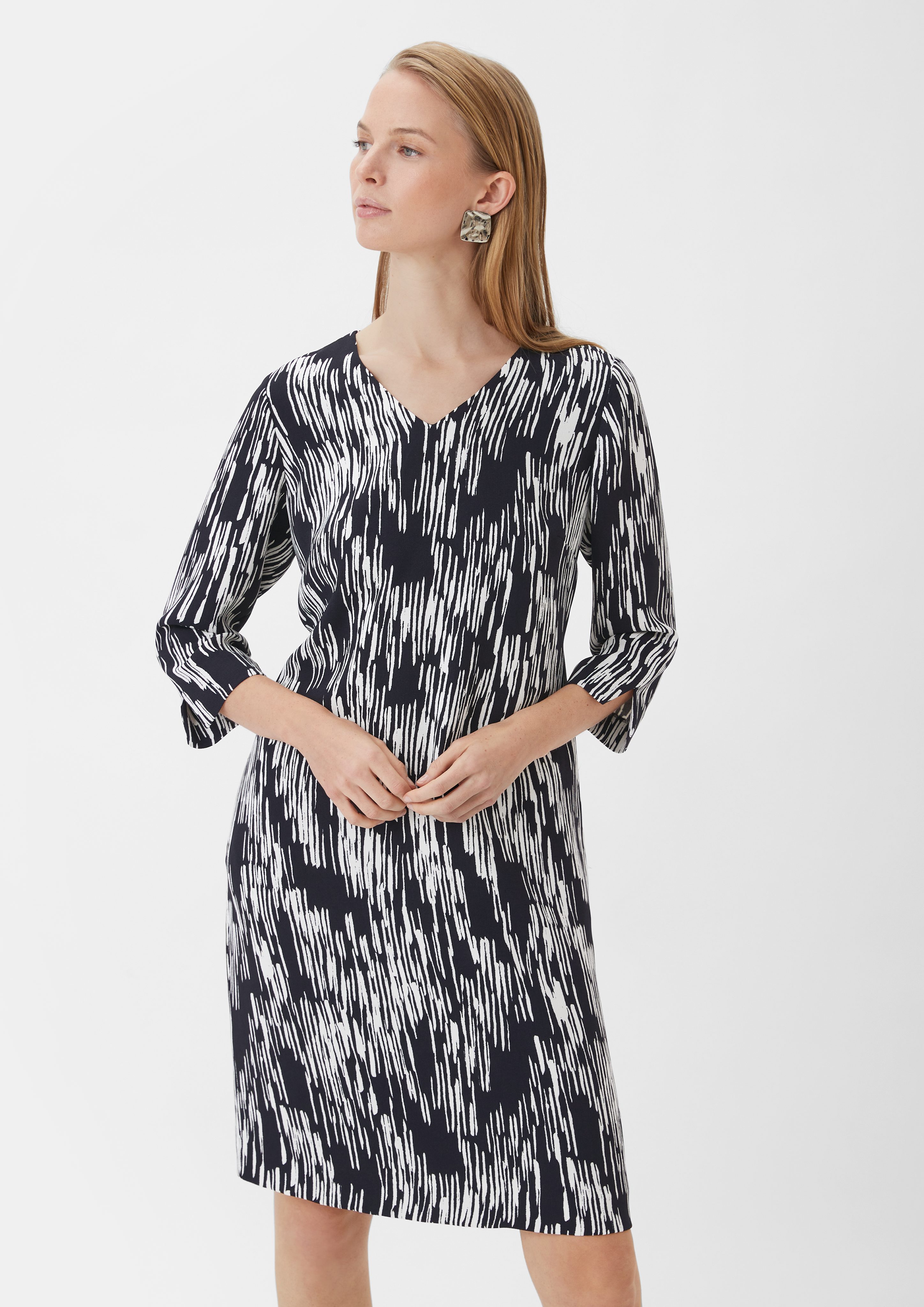 Minikleid Gemustertes Crêpekleid mit 3/4-Arm