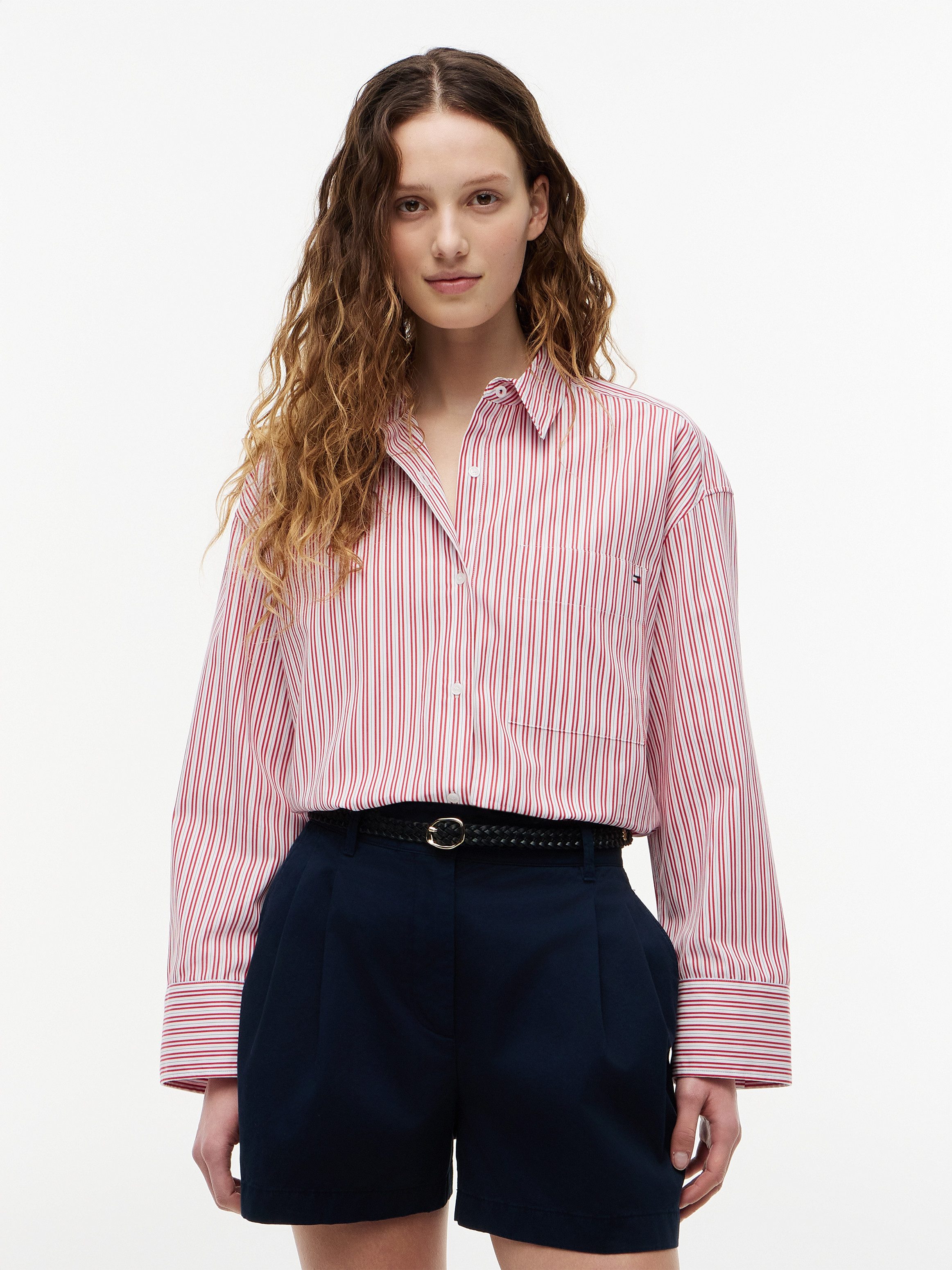 Tommy Hilfiger Hemdbluse MODERN REG POPLIN LS SHIRT Baumwolle, Brusttasche, regular fit