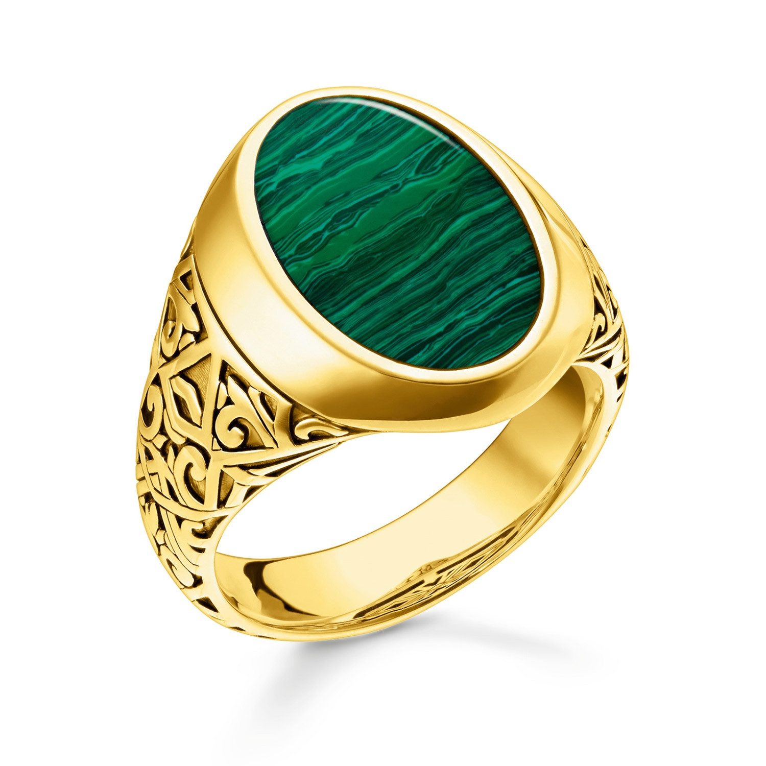 THOMAS SABO Siegelring Siegelring Goldfarben / Grün