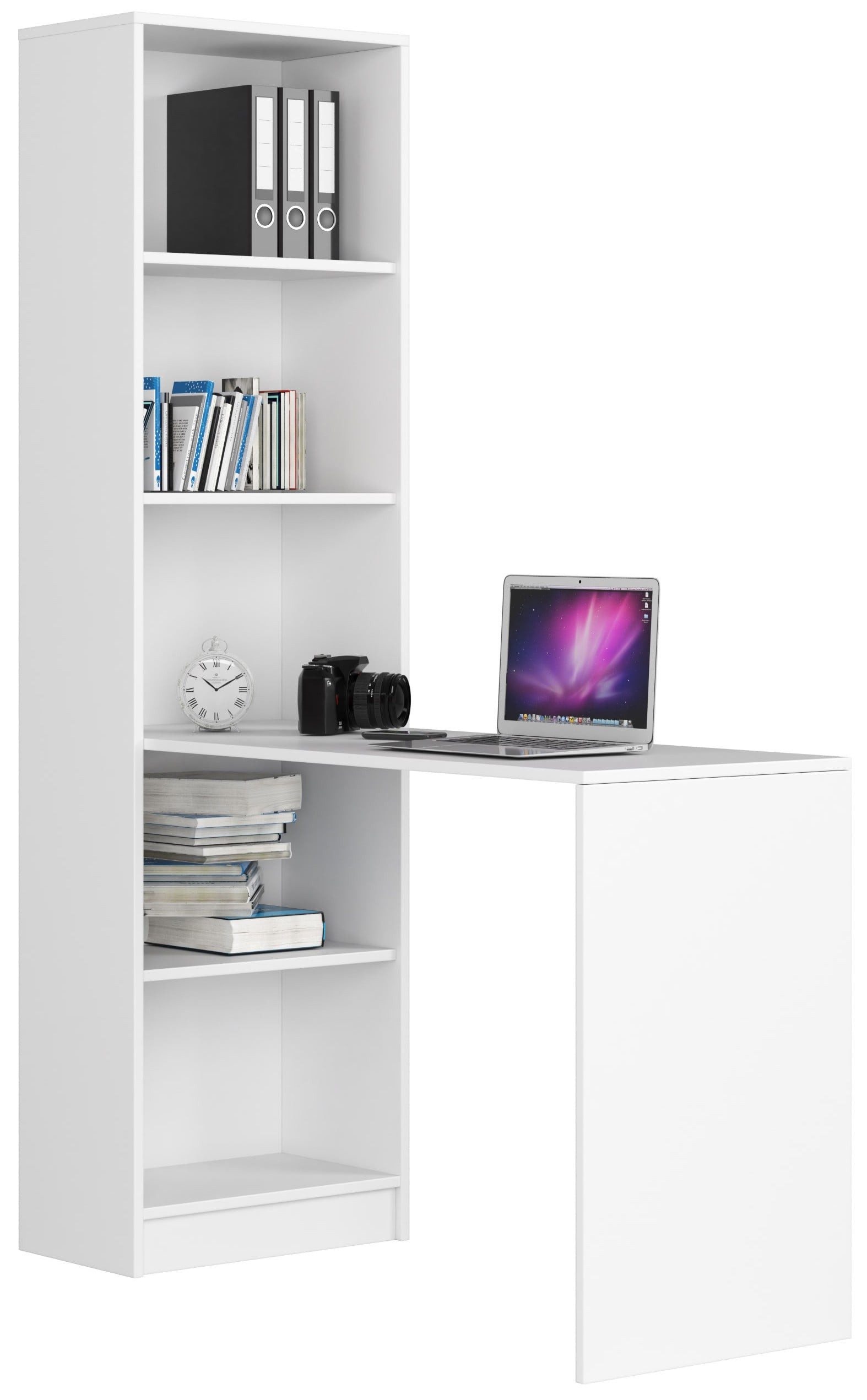 Raumhirsch Furniture Schreibtisch mit Schrankregal - Flexibler Stauraum - Bürotisch, Stilvolles Design, Maße: 125 x 180 cm, robustes Laminat, vielseitig