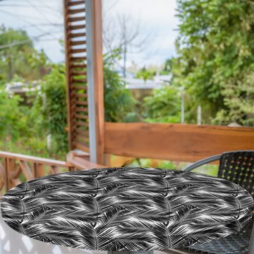 Abakuhaus Tischdecke Rundum-elastische Stofftischdecke, Schwarz und weiß Fan Palm Leaves