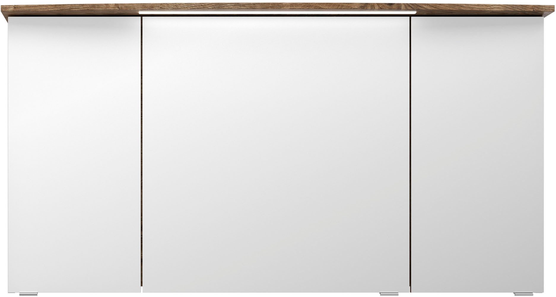 Saphir Badezimmerspiegelschrank Serie 4010 Badezimmer-Spiegelschrank inkl. LED-Beleuchtung im Kranz Badschrank 142 cm breit, 3 Türen, 6 Glas-Einlegeböden, inkl Türdämpfer