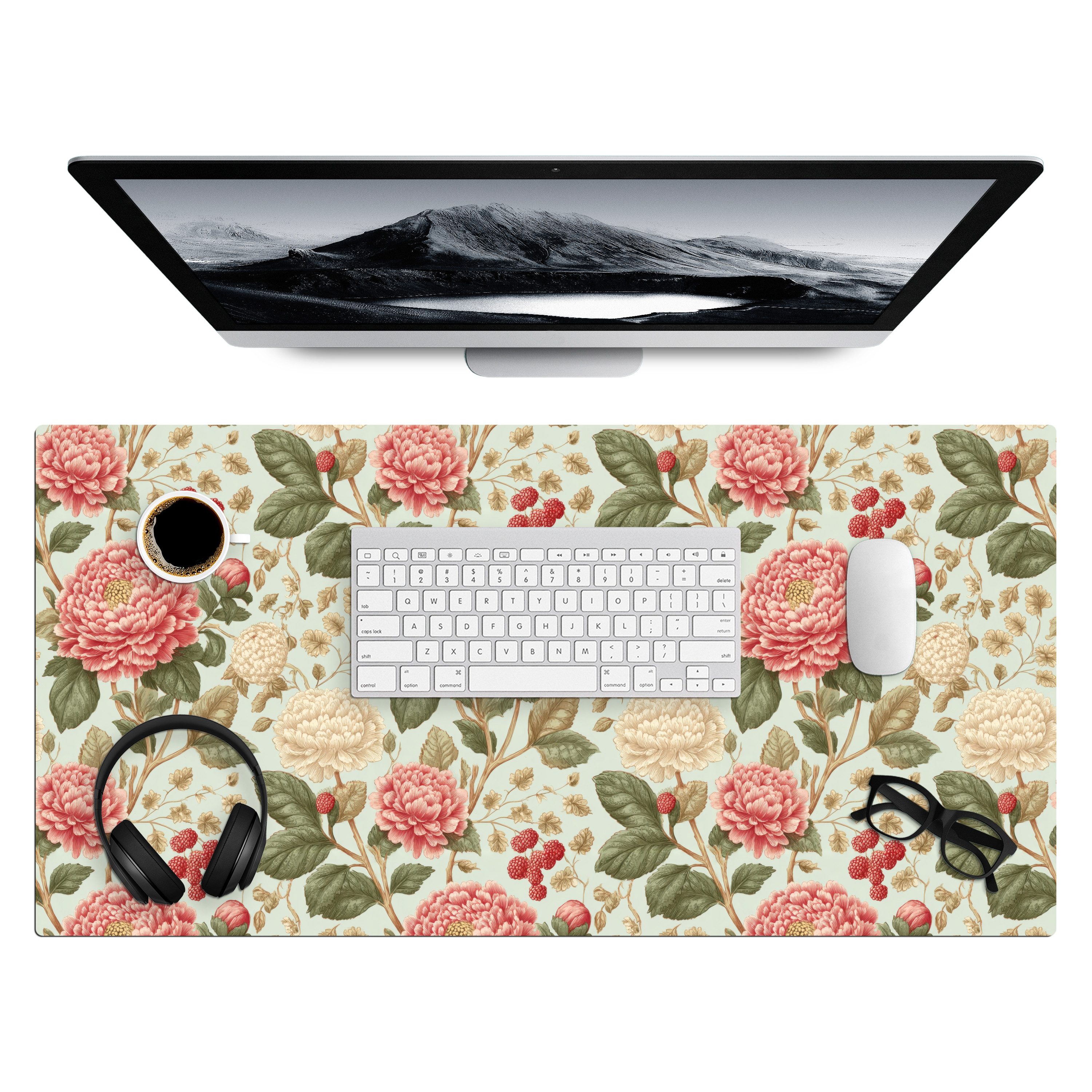 MuchoWow Gaming Mauspad Klassisch - Botanisch - Mehrfarbig (1-St), Gaming Mauspad XXL, Schreibtischunterlage, Desk Mat Groß, 80x40 cm