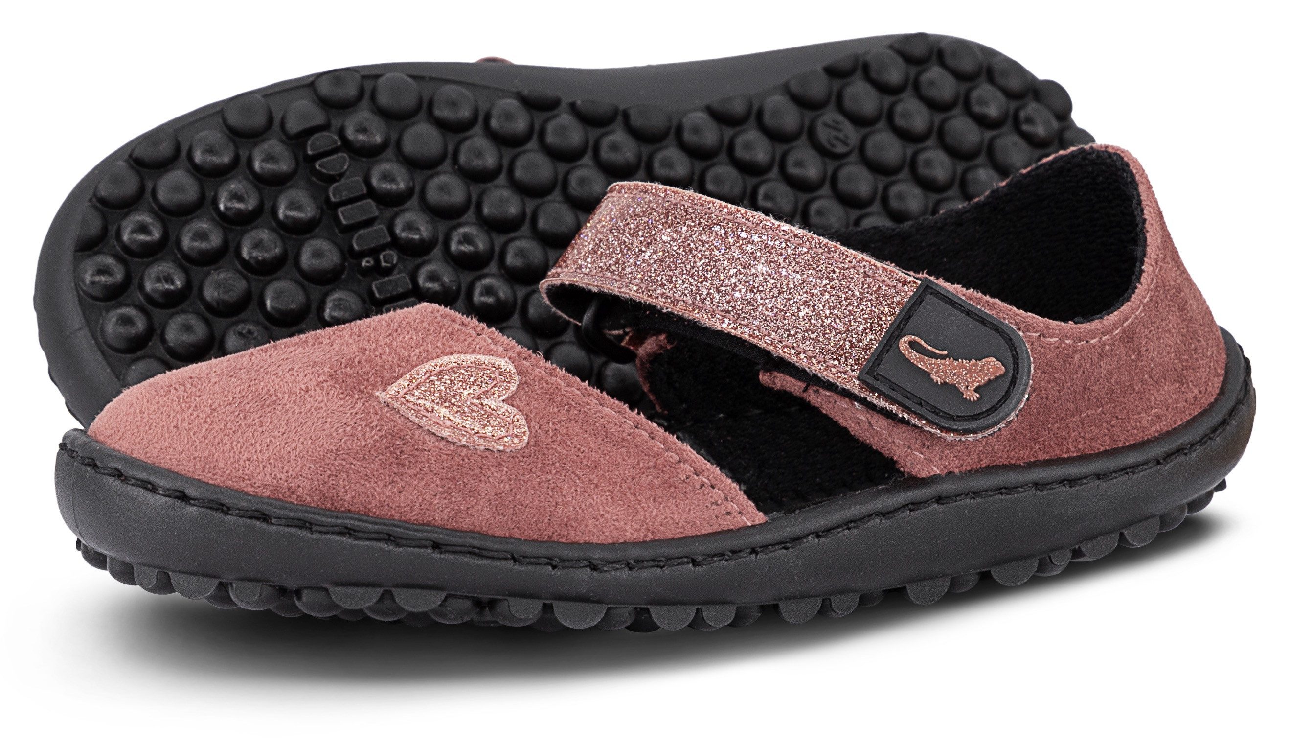 Leguano LEGUANITO JARINA Barfußschuh, Halbschuh, Bequemschuh mit Glitzer und Herzapplikation