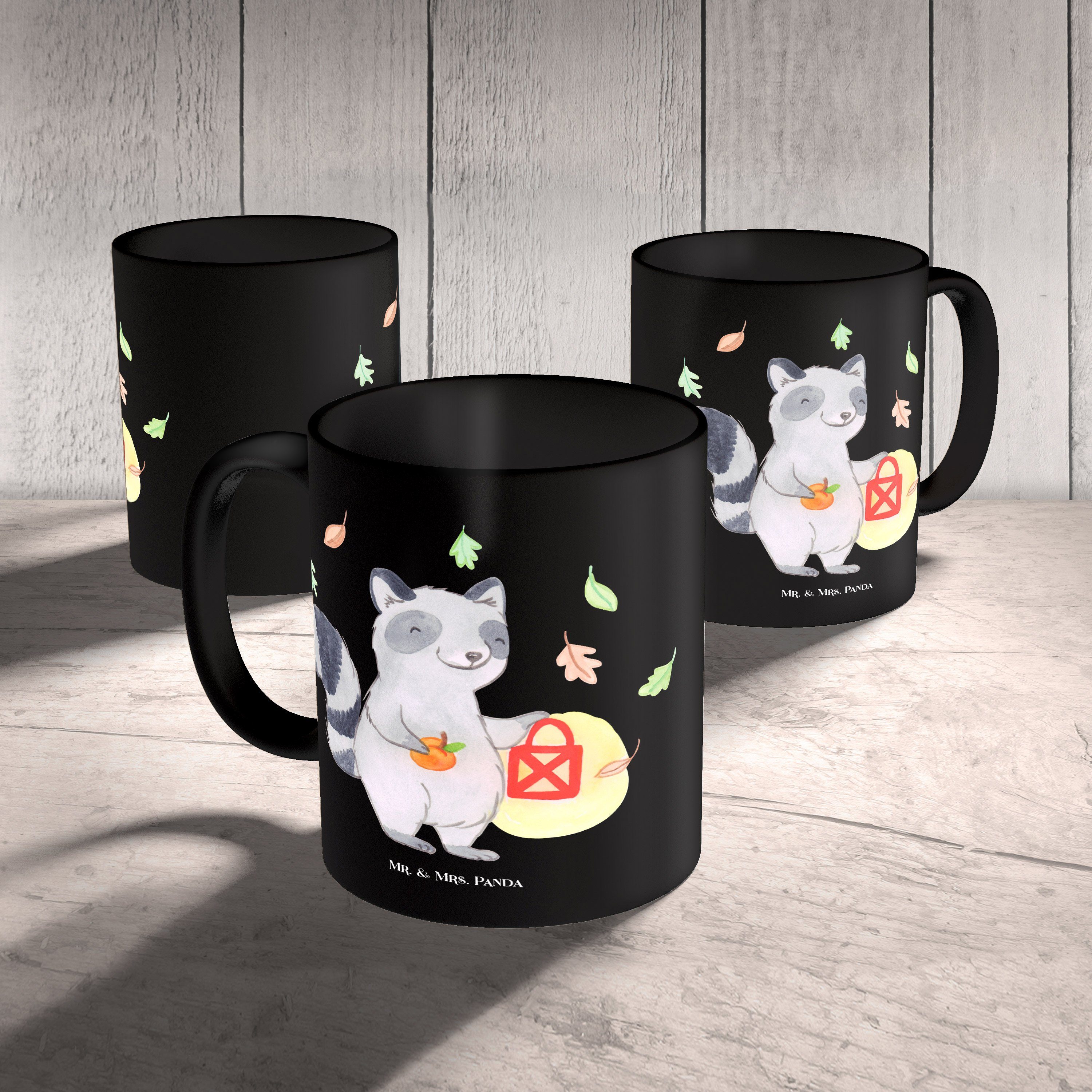 Mr. & Mrs. Panda Halloween, Schwarz Tasse, Tasse Geschenk, Keramik Waschbär - - Trick Laterne or Tre