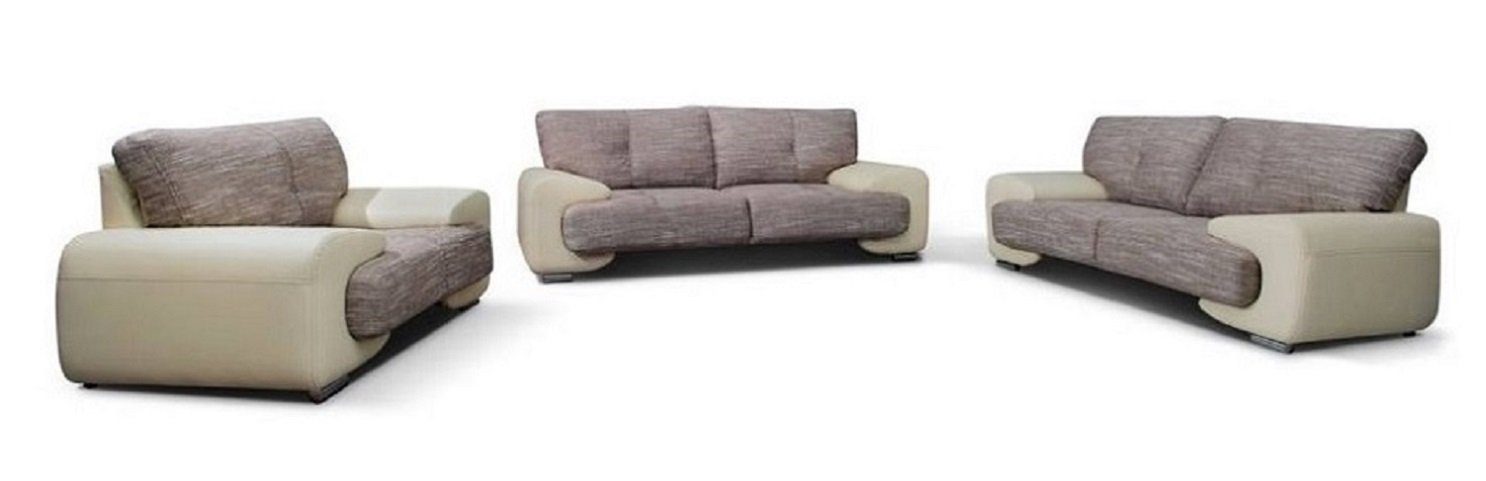 Beautysofa Sofa Sofa Margo Möbelset 3-Sitzer Sofa 2-Sitzer Sofa Sessel creme