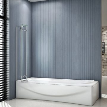 duschspa Badewannenaufsatz 3-teilig Faltwand Badewannenaufsatz Duschwand Duschabtrennung, Einscheibensicherheitsglas, (Set), Breite 100cm, Höhe 140cm, Glas