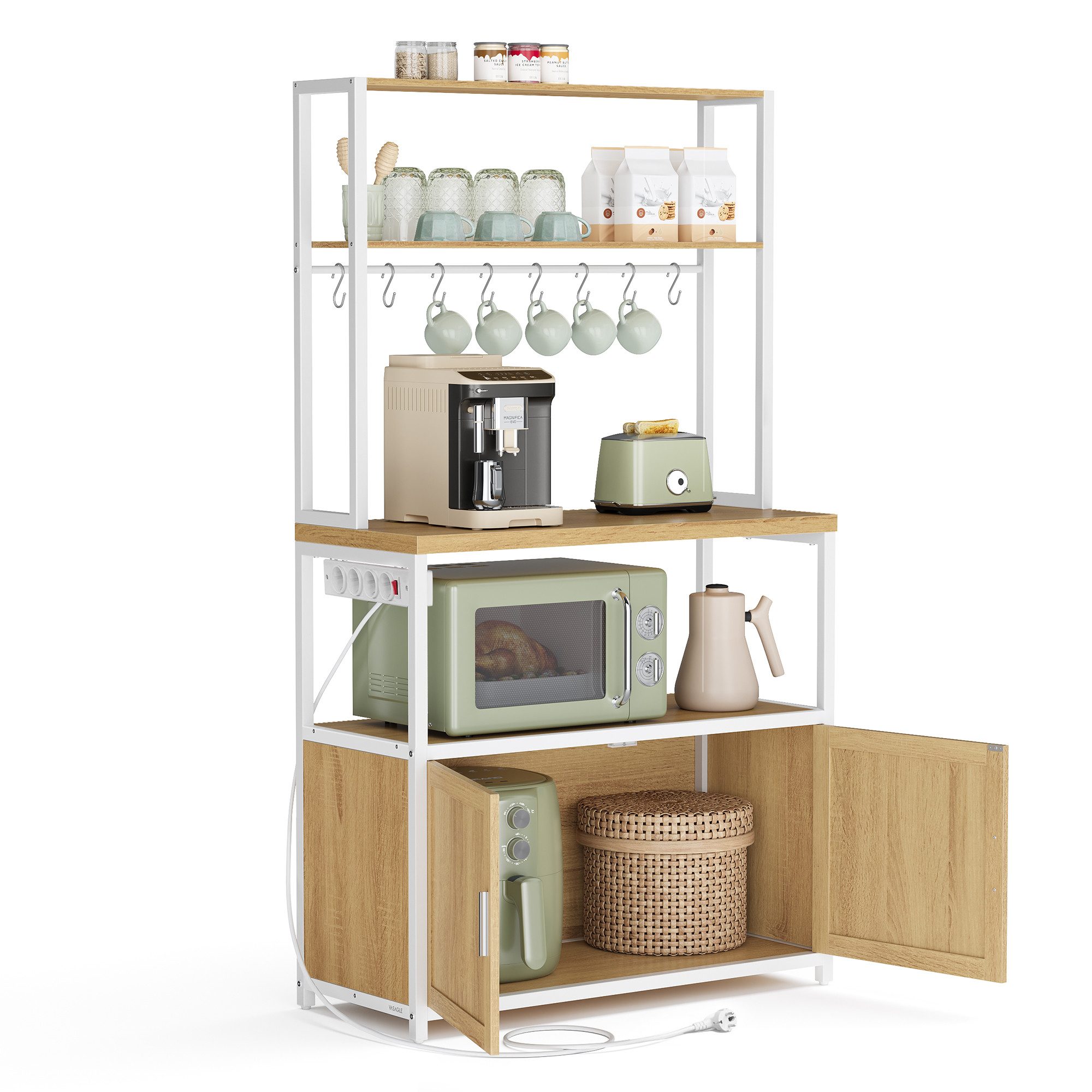 VASAGLE Standregal, Küchenregal mit Steckdosen, 90 cm hoher Arbeitsplatte, günstig online kaufen