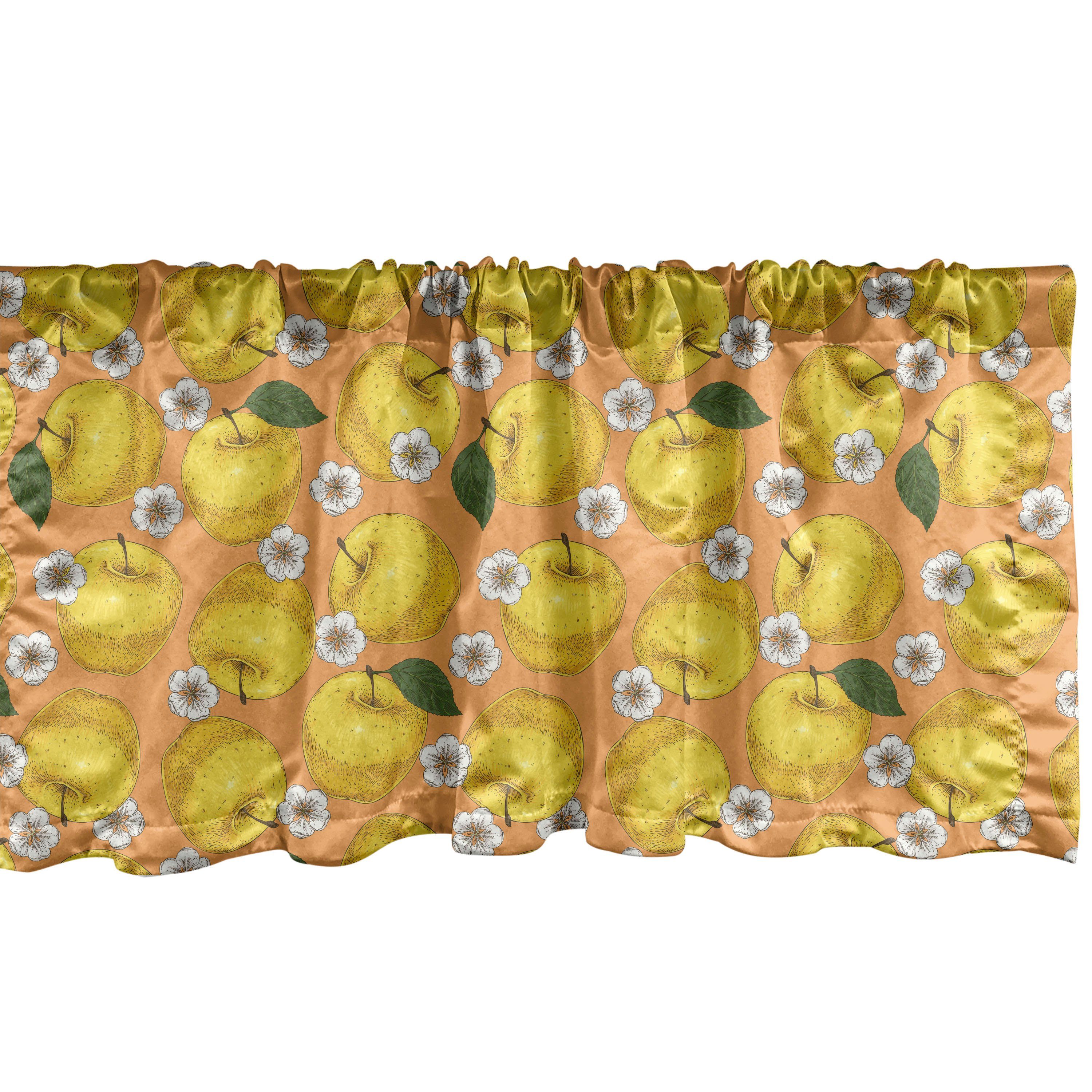 Scheibengardine Vorhang Volant für Küche Schlafzimmer Dekor mit Stangentasche, Abakuhaus, Microfaser, Frühling Äpfel und Blüten Garten