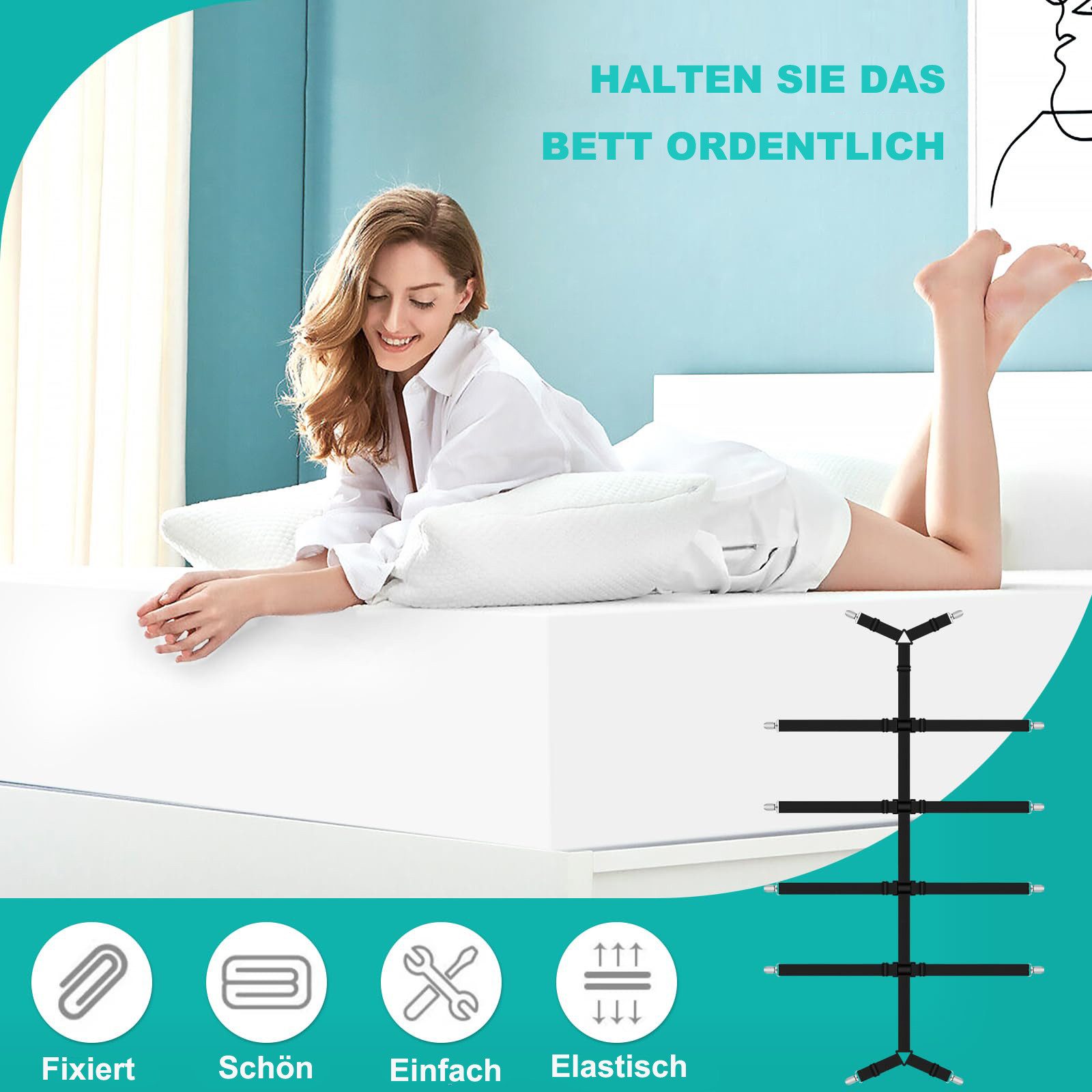 Zyronn Spannbettlaken Verstellbare Bettlaken-Spanner mit Metallklammer, (1 Stück), Rutschfeste Spannhilfe für Matratze, Sofa & Bett – Bild 5 von 5