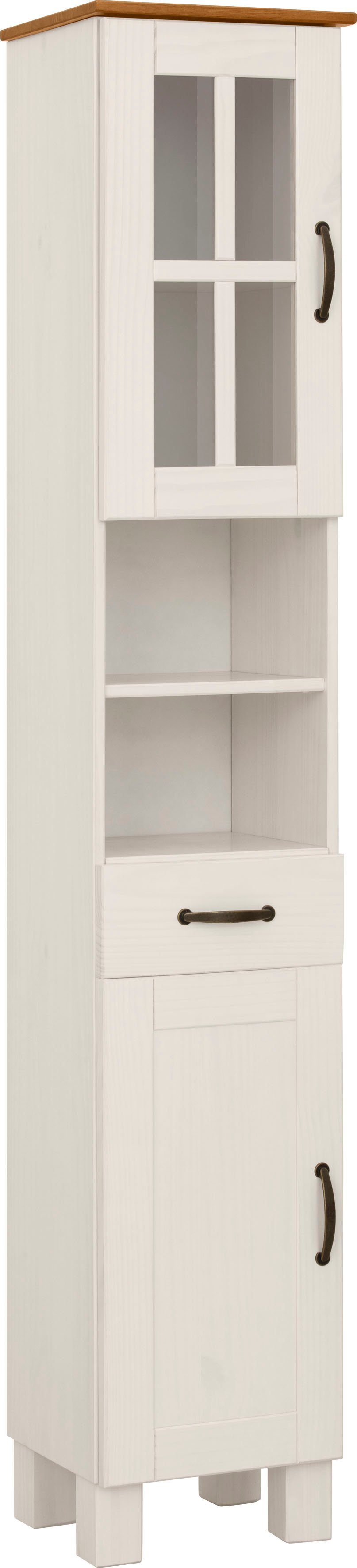 Home affaire Hochschrank Rodby FSC®-zertifiziertes Massivholz, Breite 33 cm, Höhe 180 cm weiß/honig | weiß | Hochschränke