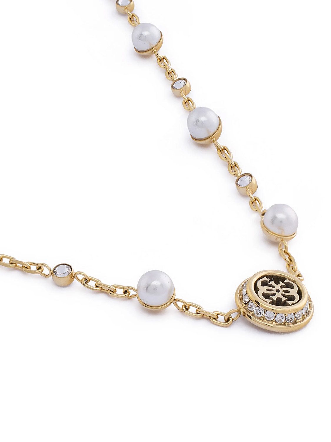 Guess Kette mit Anhänger JUBN05515JWYGT/U, für Damen Multi Pearls 4G Goldfarben