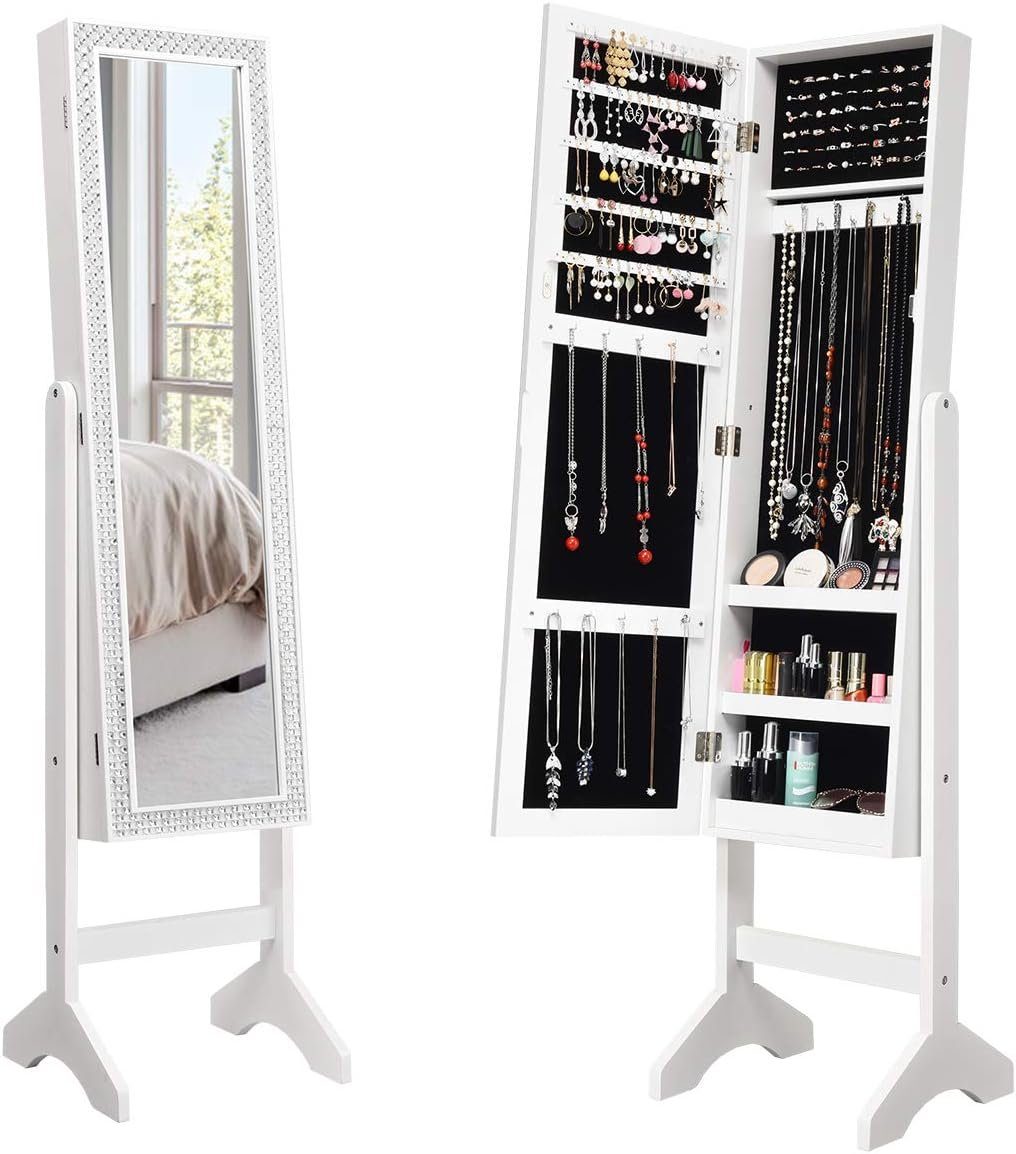 KOMFOTTEU Schmuckschrank Spiegelschrank mit Bling-Design günstig online kaufen