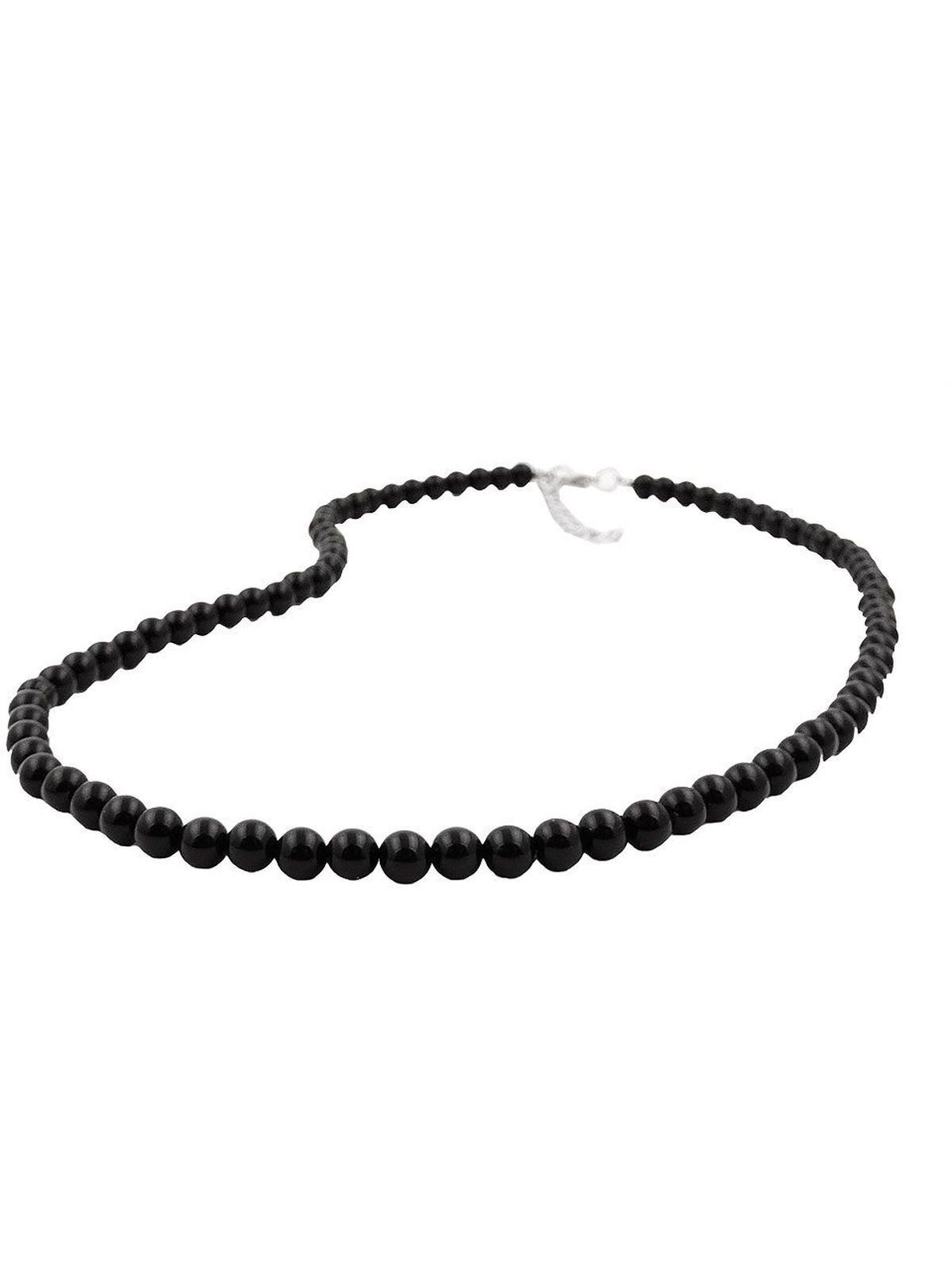 Gallay Perlenkette (1-tlg) 70cm Kette Perle Kunststoff schwarz-glänzend 6mm