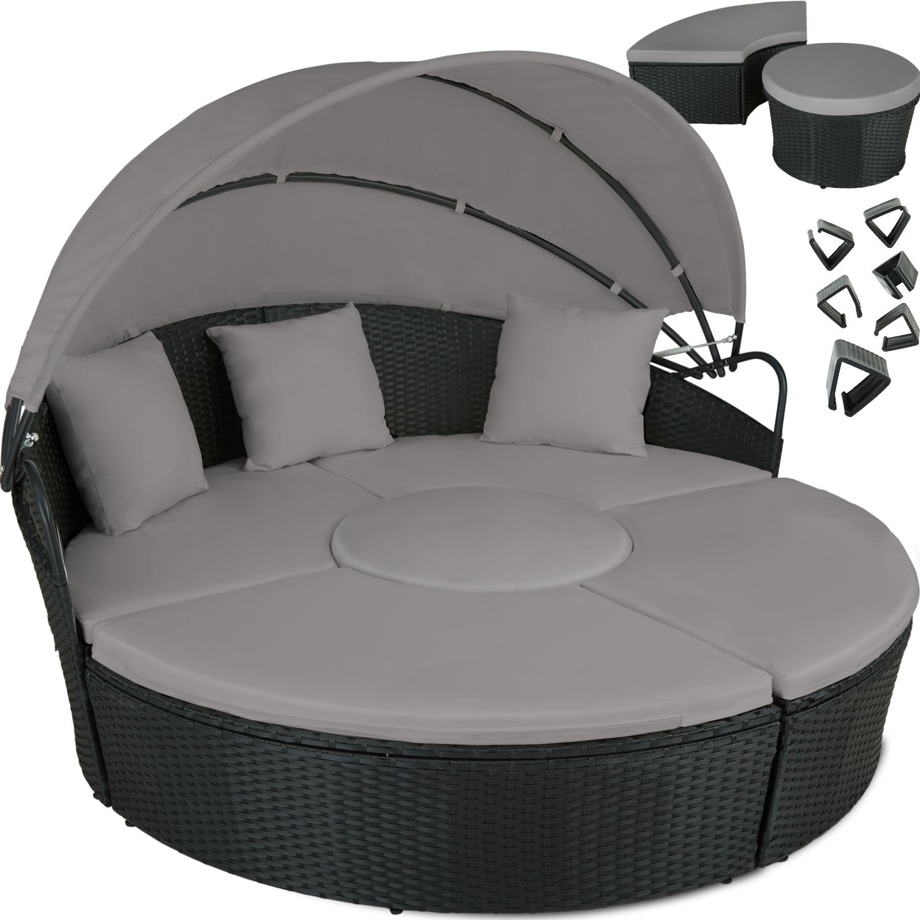 tectake Loungeset Santorin, (Set, 5-tlg), faltbares Dach