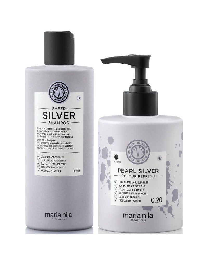 ARIA Eau de Parfum Maria Nila Sheer Silver Set - Shampoo 350ml + Colour Refresh Pearl Si