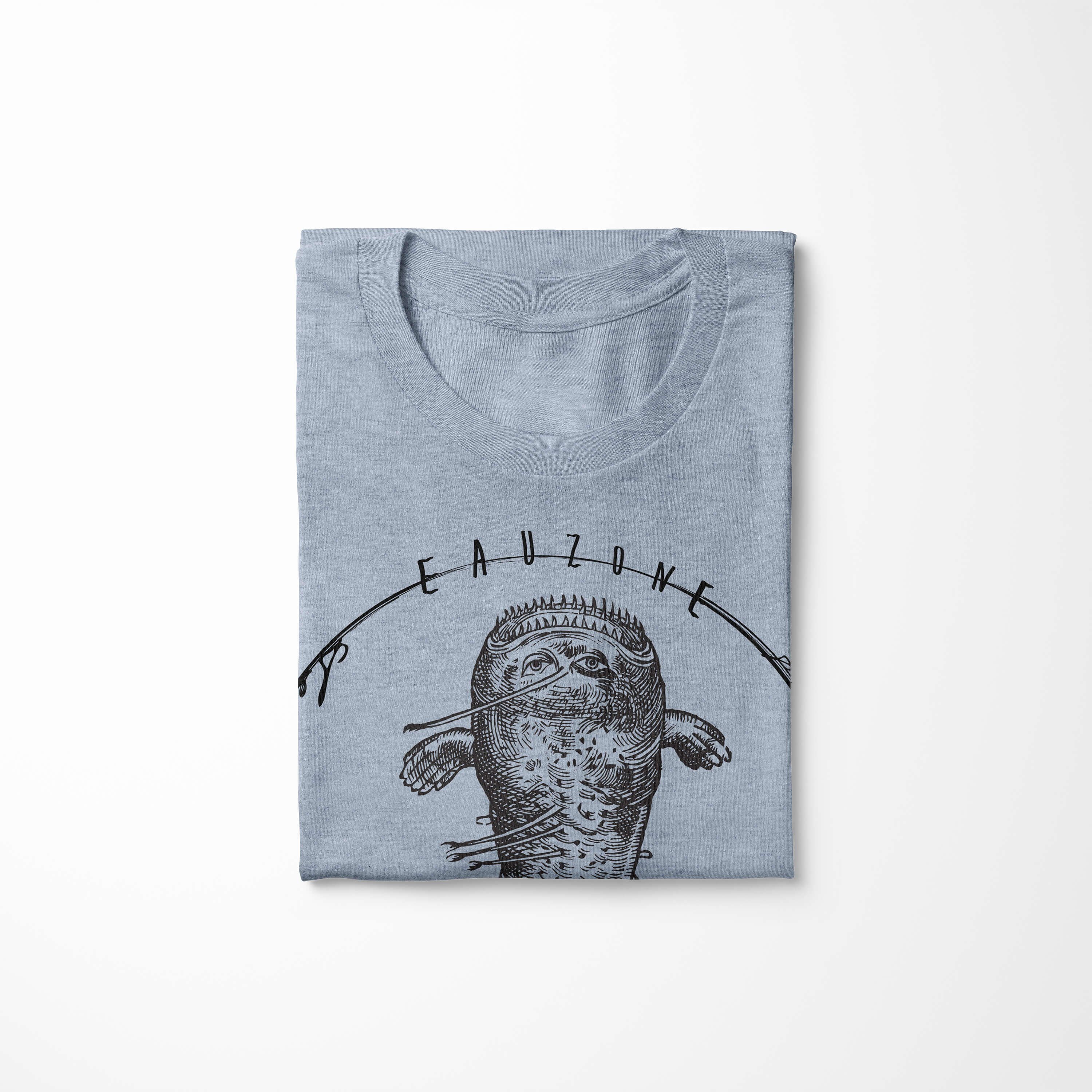und Sea Tiefsee Stonewash Serie: Creatures, Fische sportlicher T-Shirt Sinus Sea / Denim 073 Schnitt - T-Shirt Struktur Art feine
