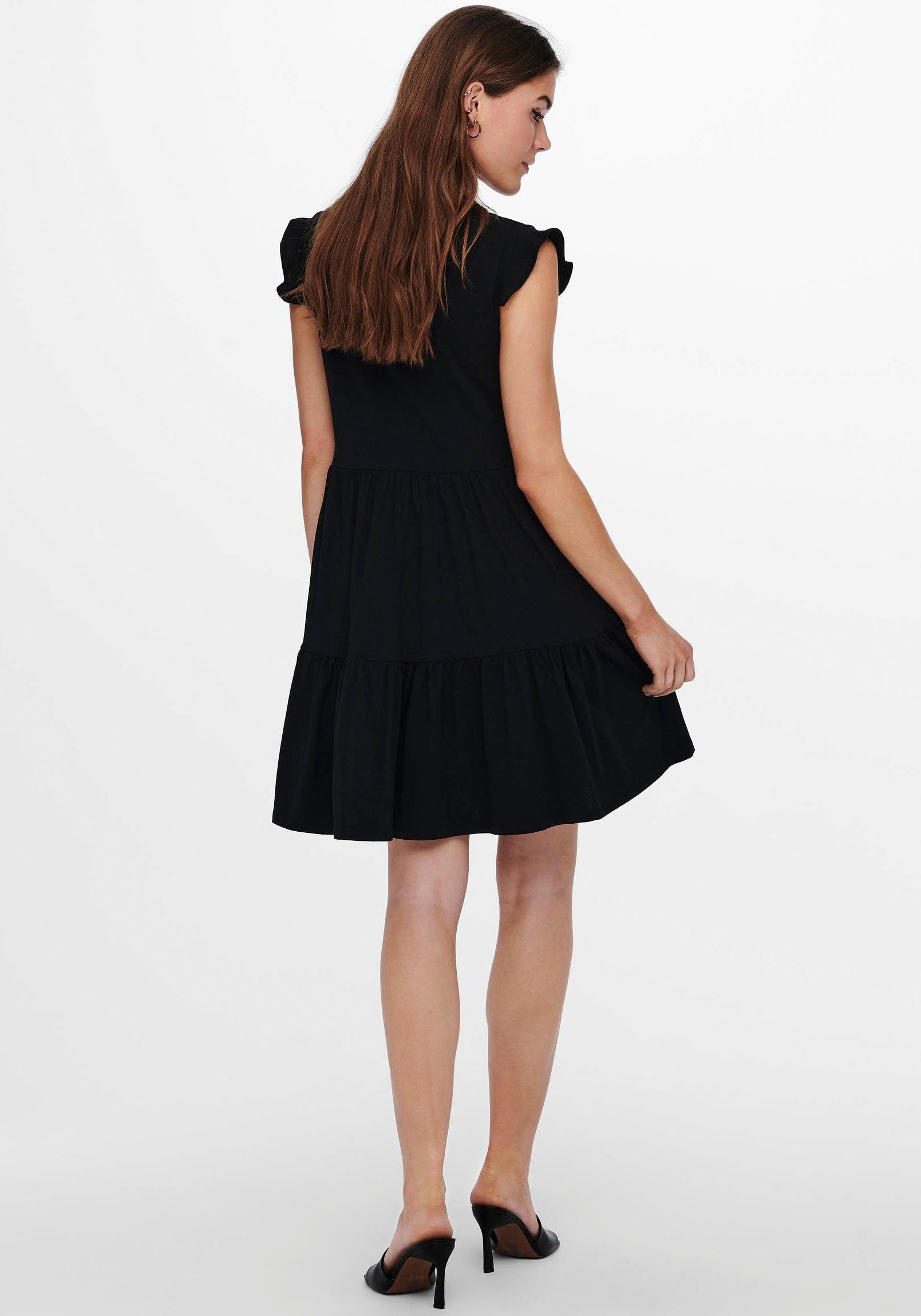 ONLY Jerseykleid ONLMAY CAP SLEEVES FRILL DRESS, Süßes Sommerkleid mit  kleinen Flügelärmeln