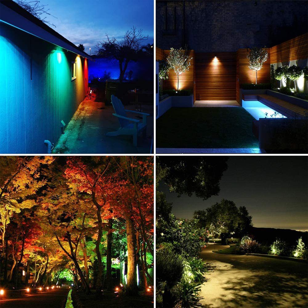 Rosnek Gartenstrahler RGB,Wasserdichte,mit Erdspieß Fernbedienung,für  Outdoor Rasen, LED, RGB, LED-Rasenleuchte, LED Gartenlicht