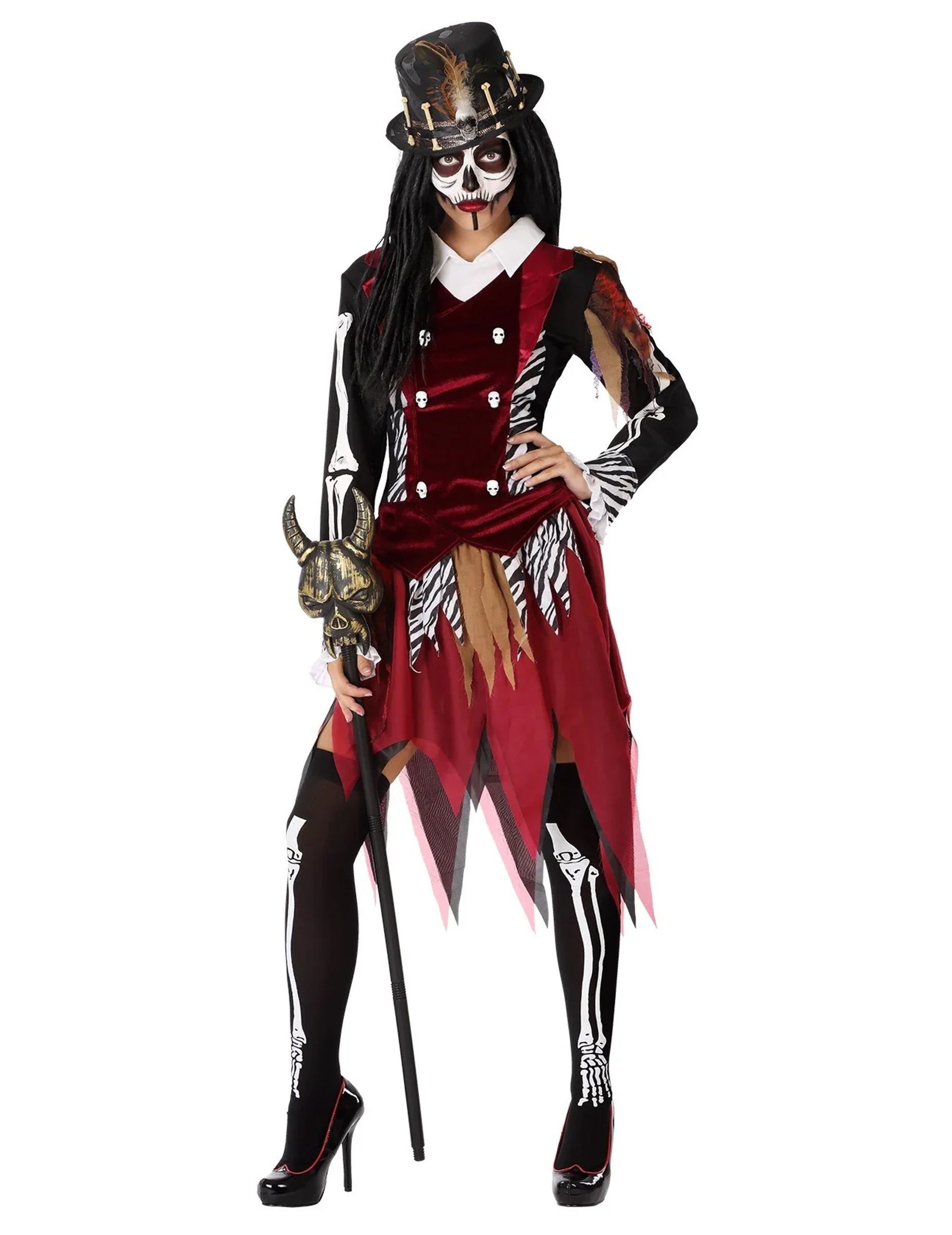 atosa Monster-Kostüm Voodoo-Kostüm für Damen Halloween-Kostüm rot