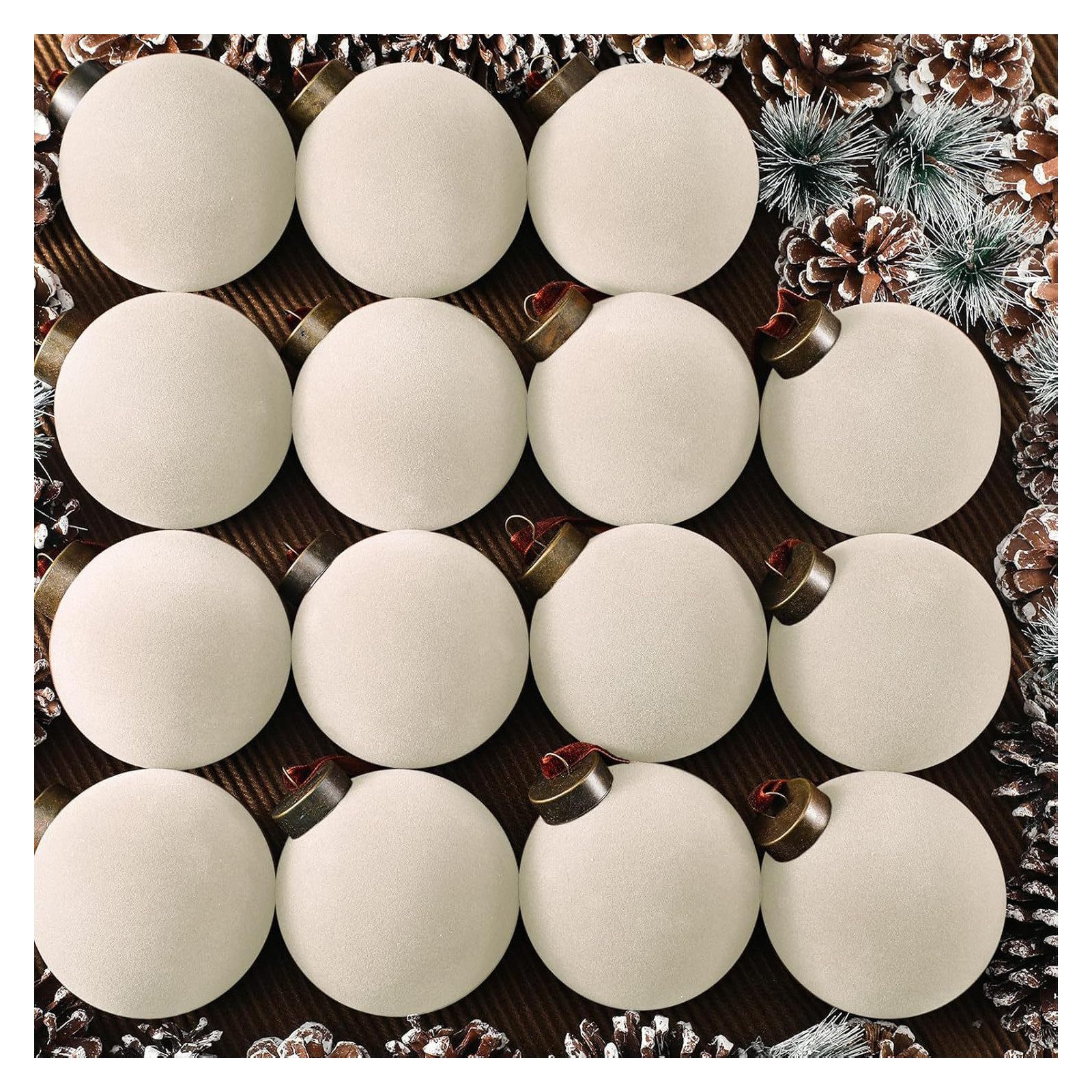 Bomiclss Weihnachtsbaumkugel 8 cm beflockte Weihnachtskugeln, 15-teiliges Christbaumschmuck-Set (15 St)