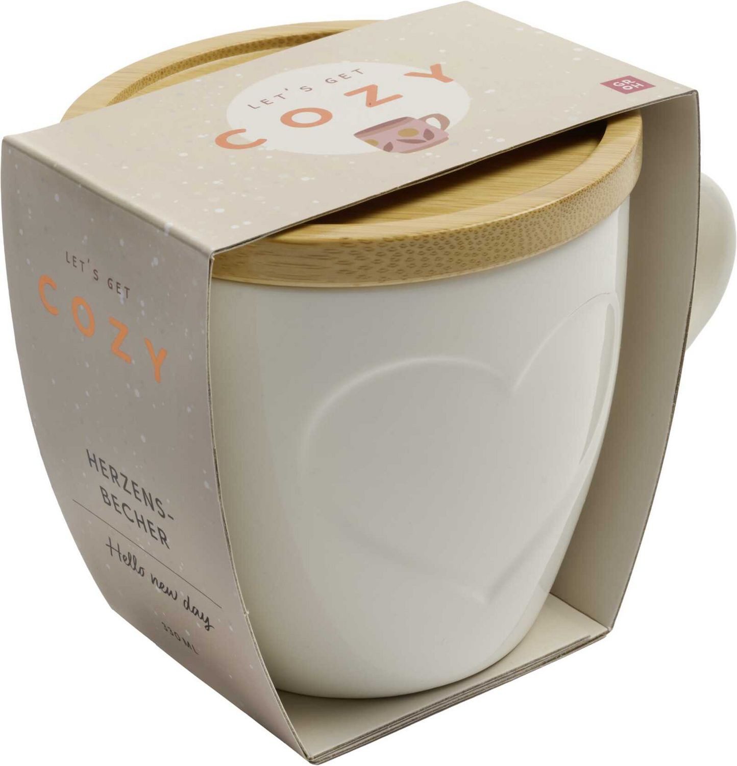 COZY Tasse mit Bambusdeckel (weiß) / diverse